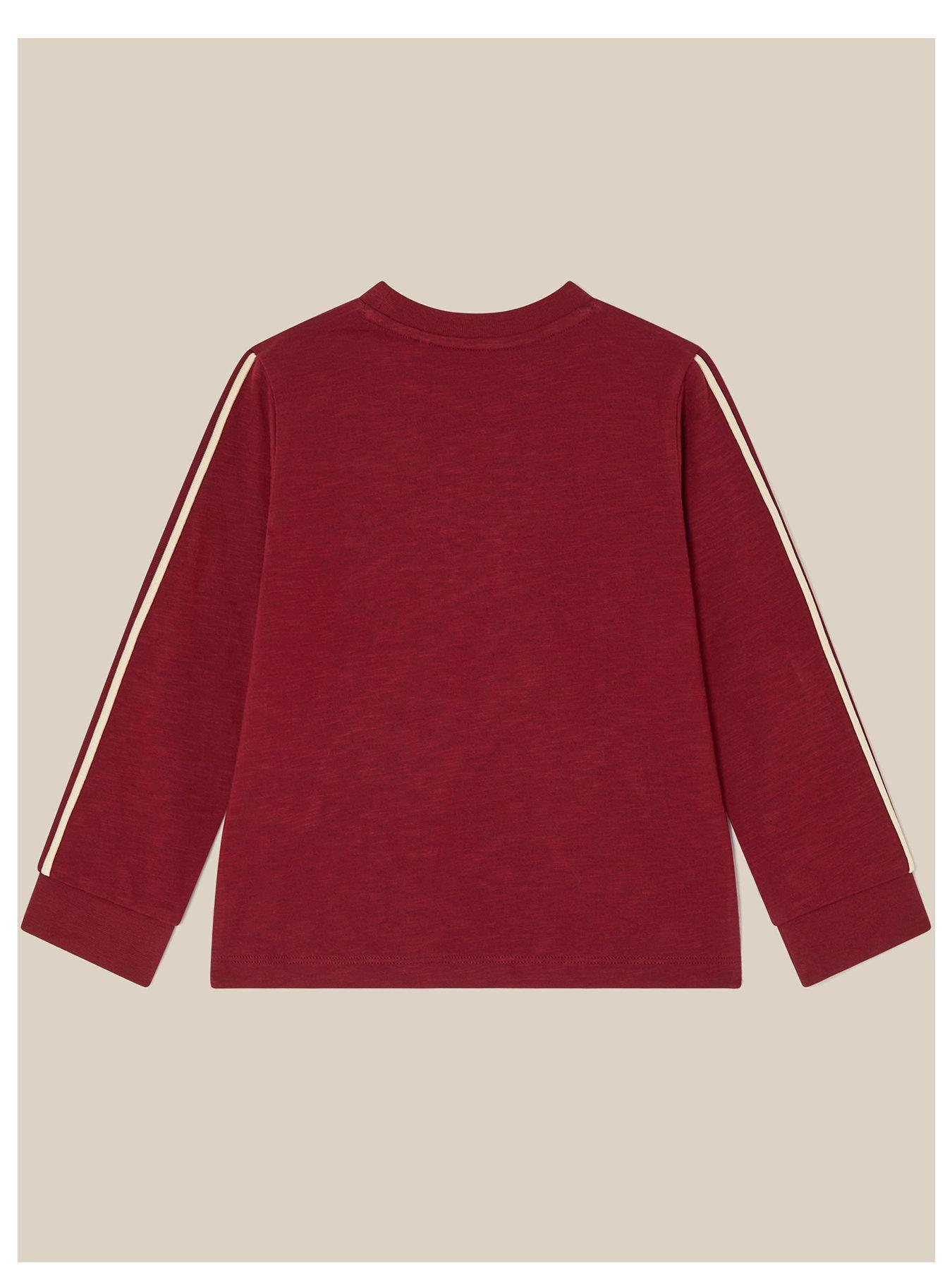 Image 2 of 3 of Monsoon Boys London Bus Dino Graphic Long Sleeve T-Shirt - Dark Red