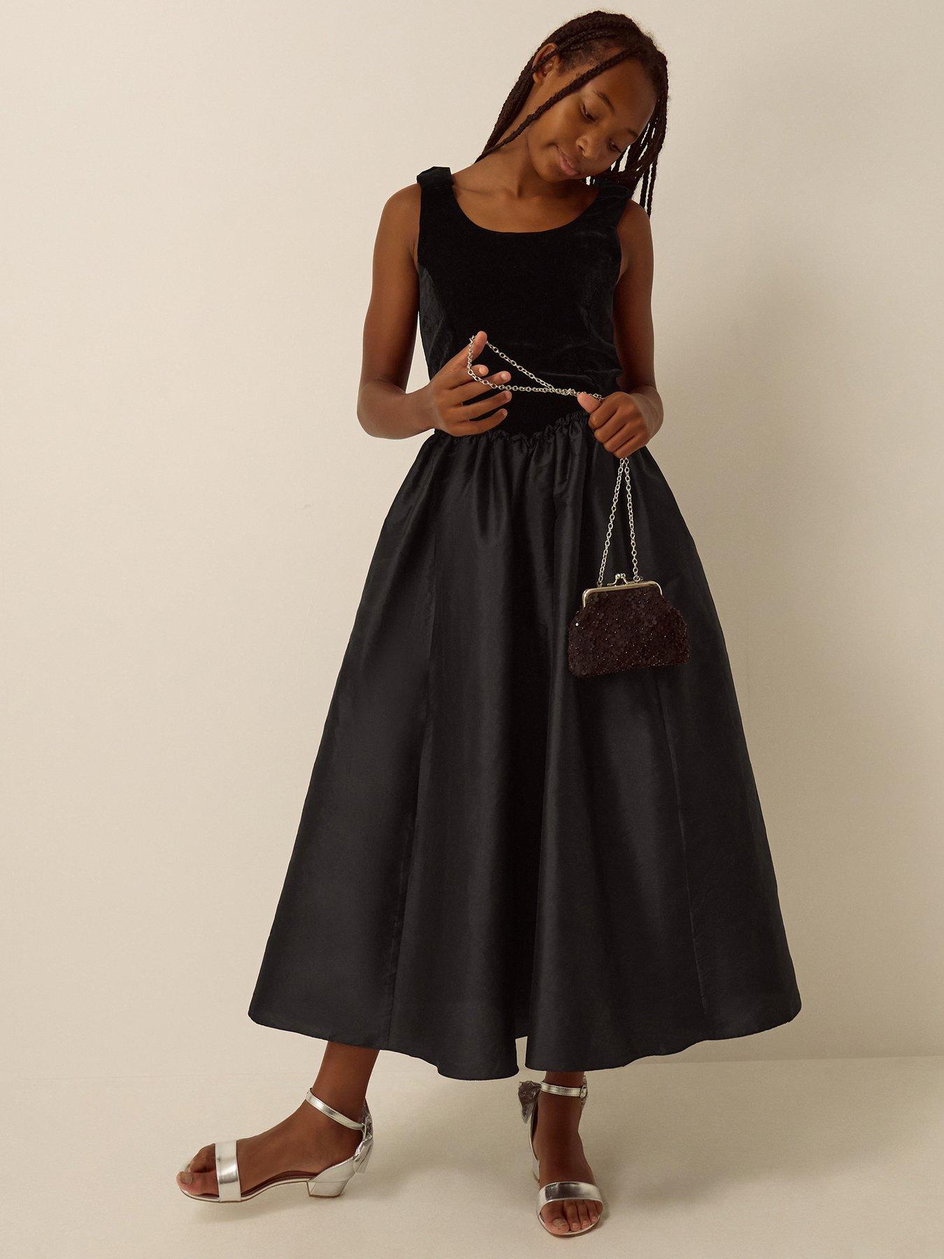 Image 1 of 4 of Monsoon Girls Ohio Velvet Midi Prom Dress - Black