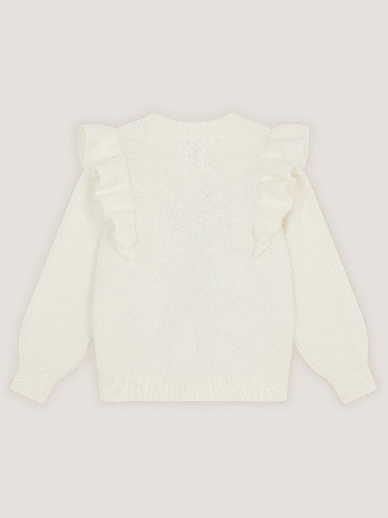 Image 3 of 4 of Monsoon Girls Knitted Penguin Jumper - Light Cream