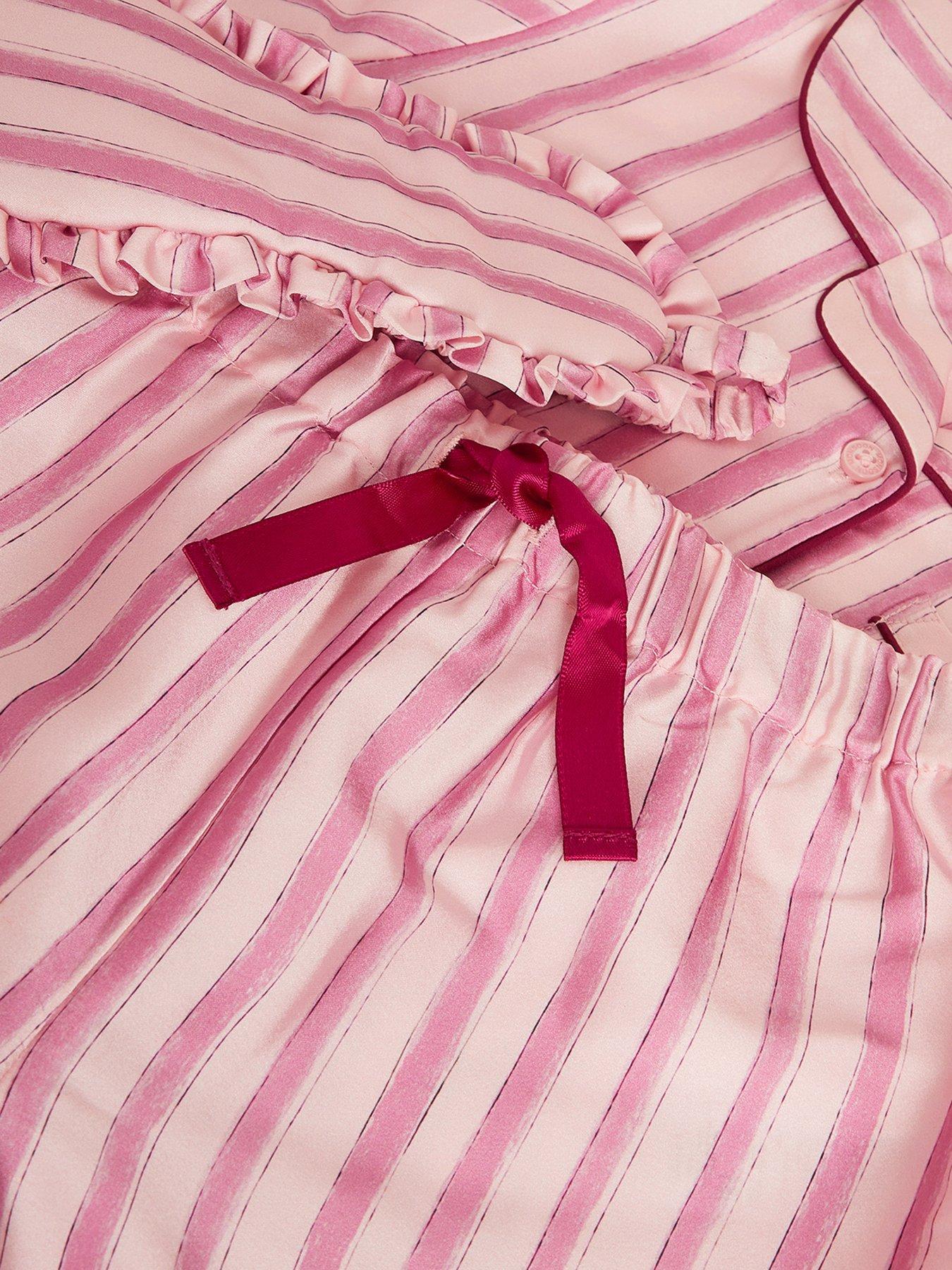 Image 3 of 3 of Monsoon Girls Satin-Look Button Front Long Sleeve Pyjamas - Pink
