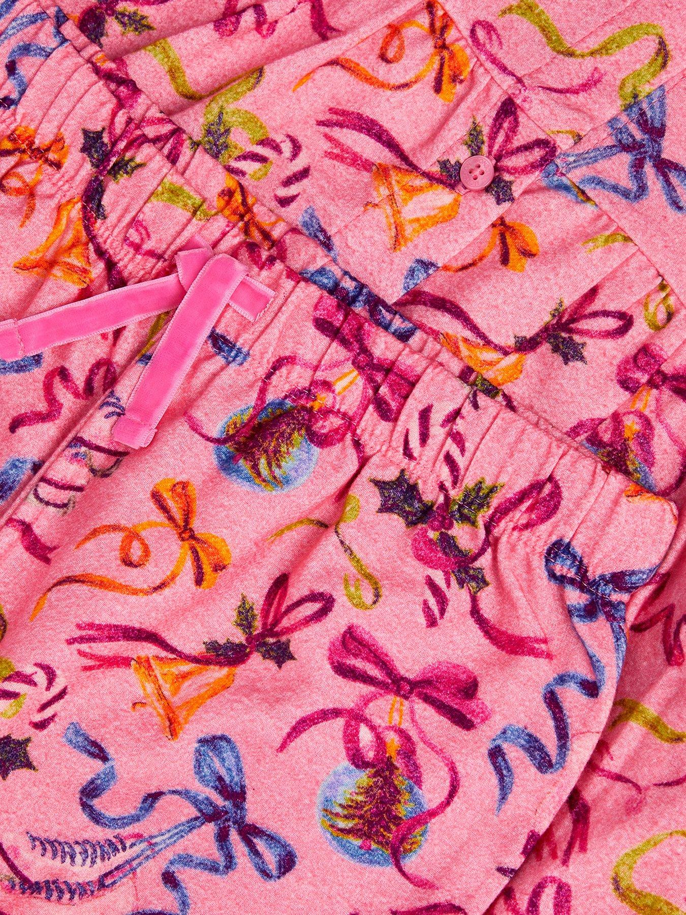 Image 4 of 5 of Monsoon Girls Ice Skate Bow Print Button-Through Pyjamas - Pink