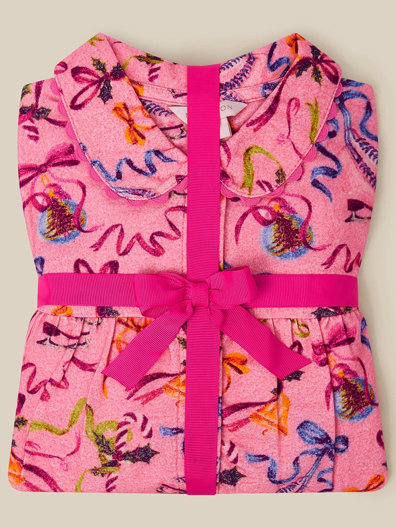 Image 5 of 5 of Monsoon Girls Ice Skate Bow Print Button-Through Pyjamas - Pink