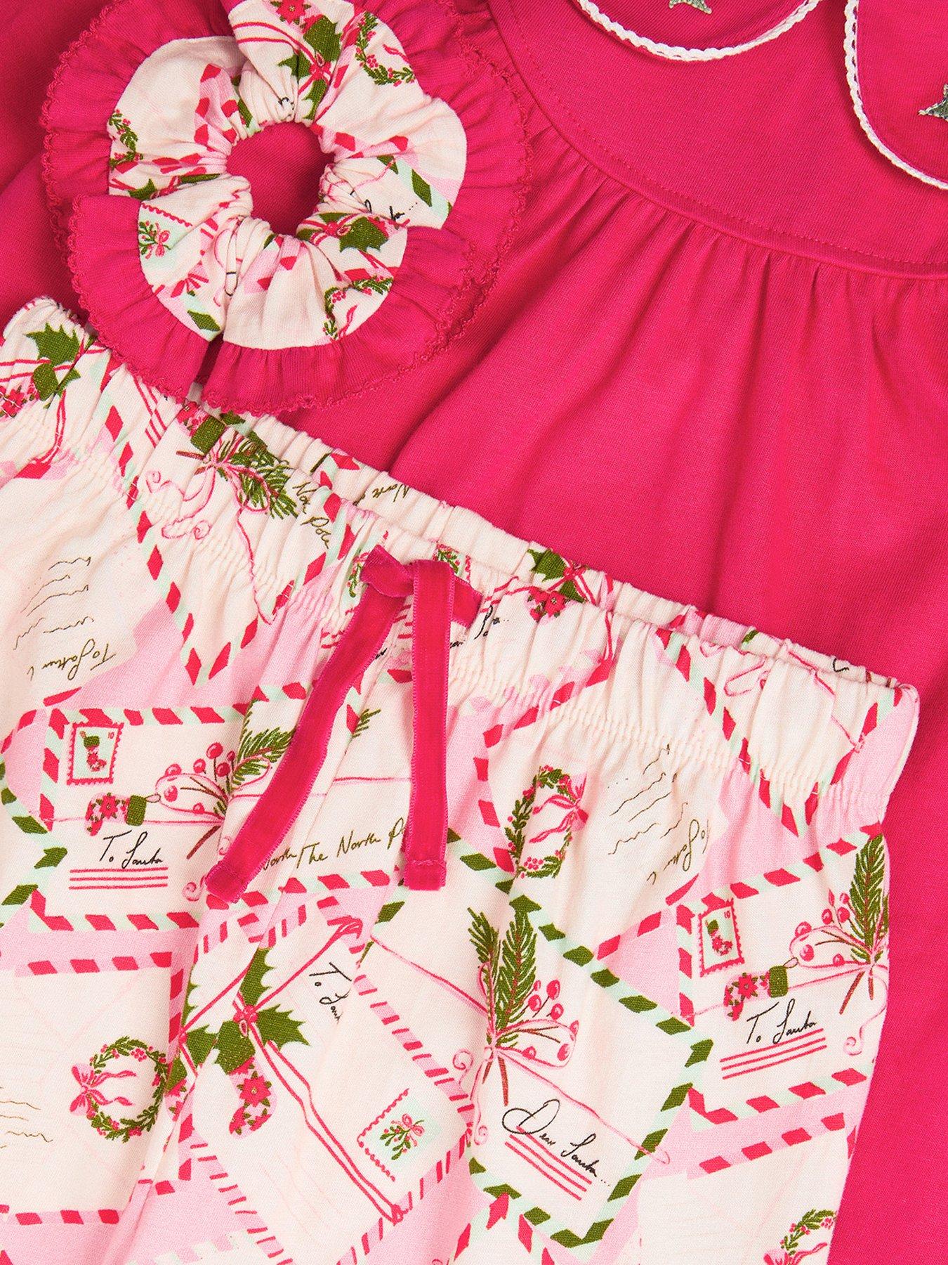Image 4 of 5 of Monsoon Girls Jersey Christmas Postcard Pyjamas - Red