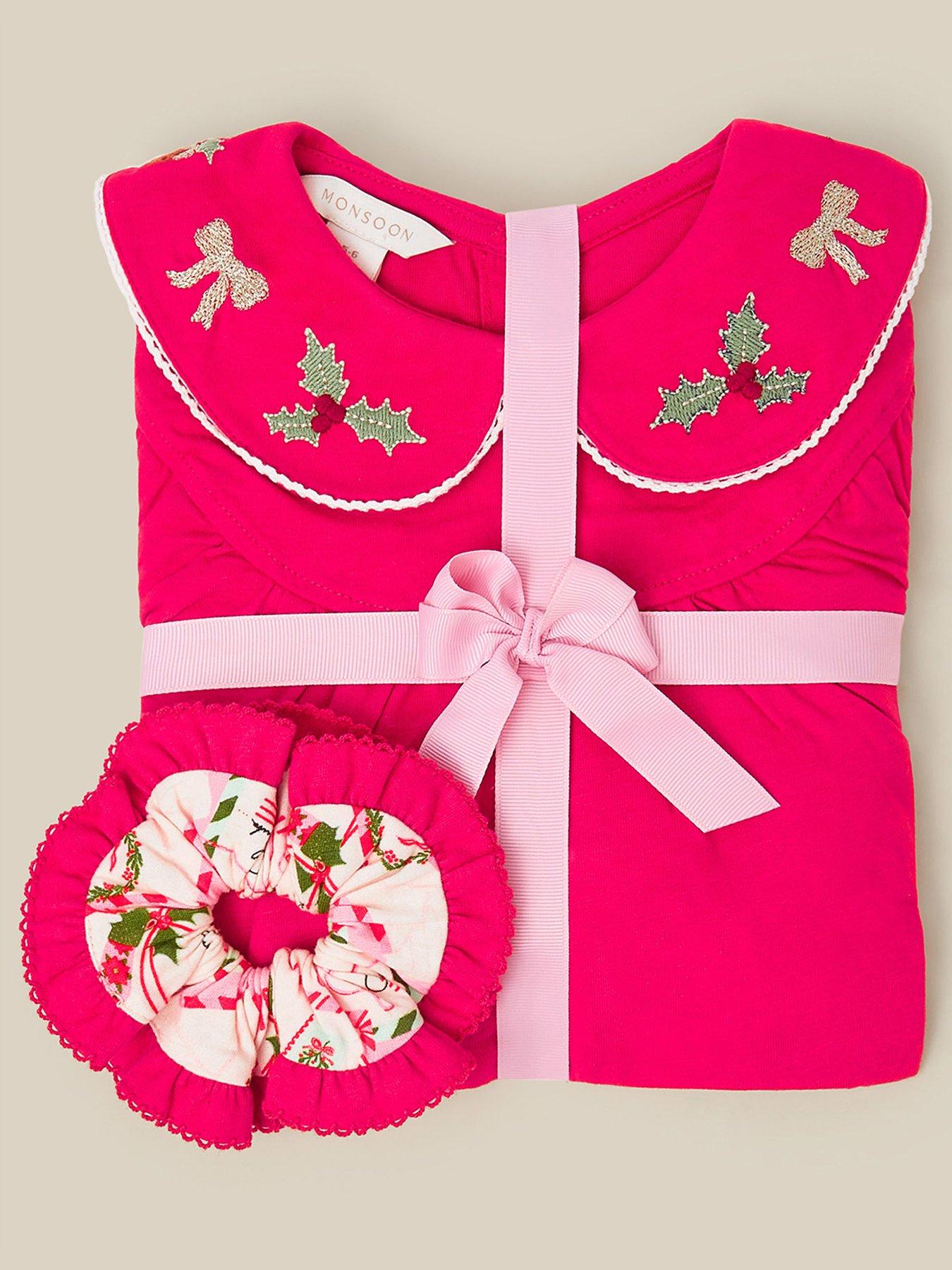 Image 5 of 5 of Monsoon Girls Jersey Christmas Postcard Pyjamas - Red