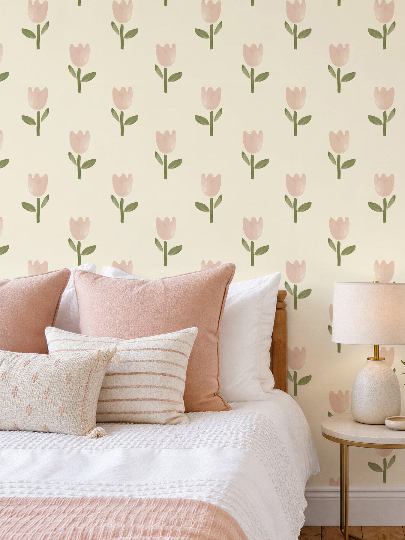 ARTHOUSE Tulipa Cream & Blush Pink Wallpaper