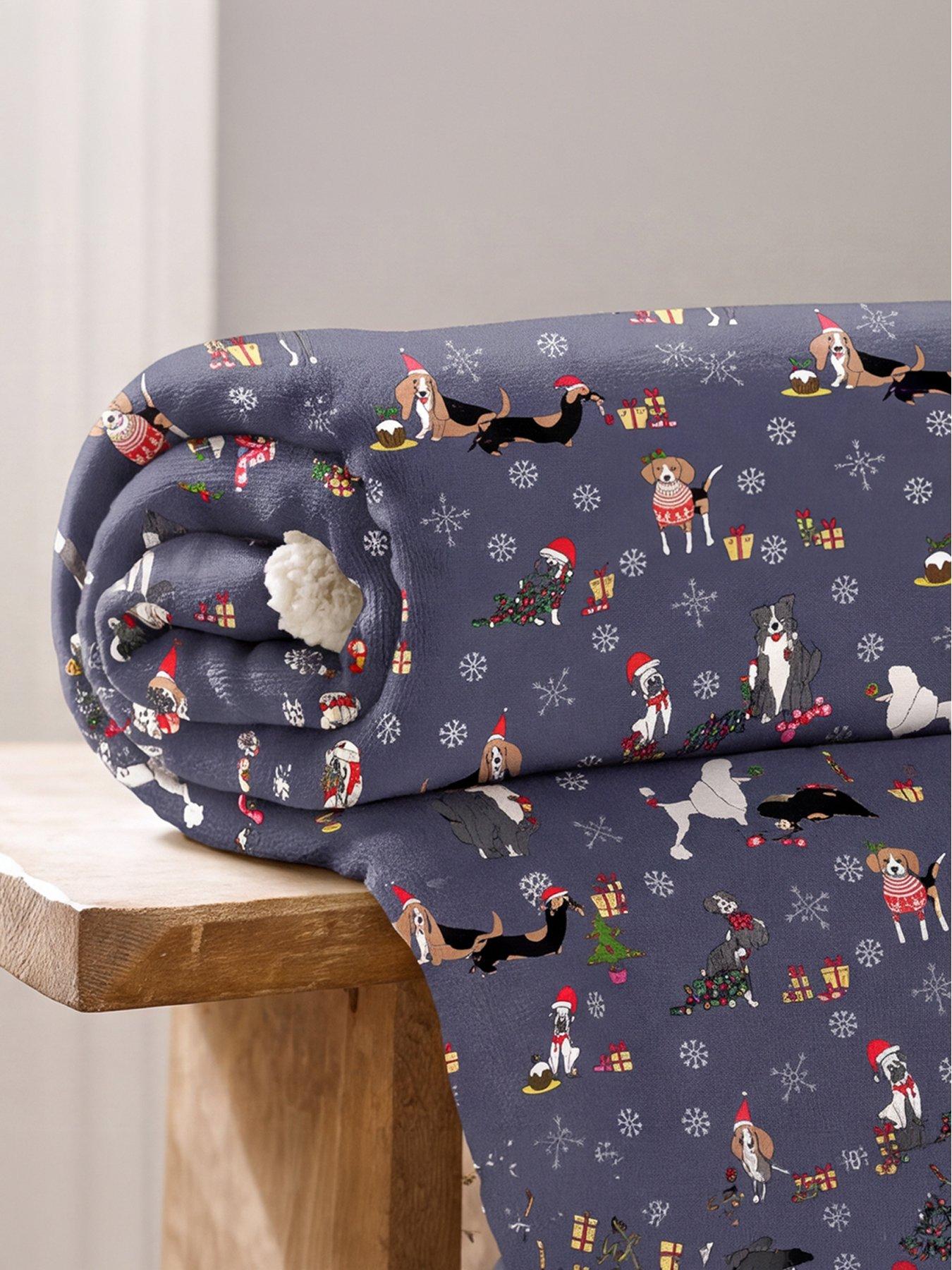 Image 1 of 2 of Deyongs Festive Dogs Throw Navy 130x170cm