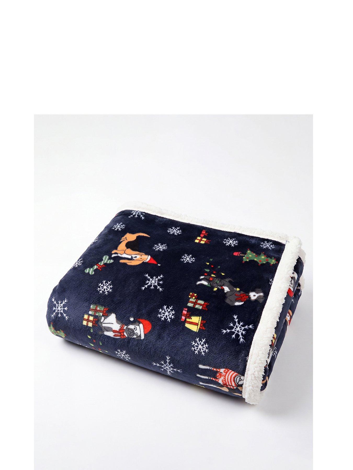 Image 2 of 2 of Deyongs Festive Dogs Throw Navy 130x170cm