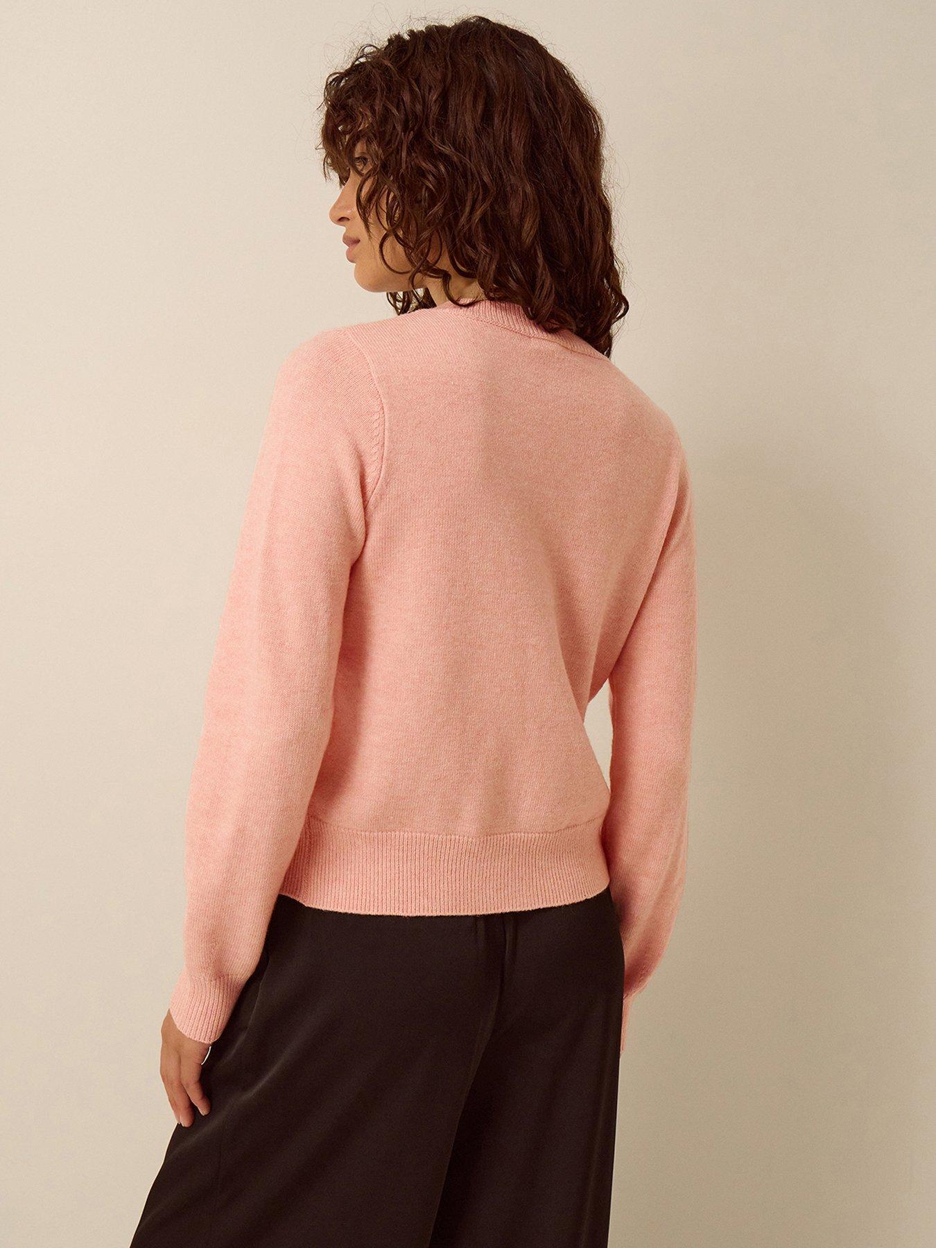 Image 2 of 5 of Monsoon Womens Bonny Bow Beaded Button Cardigan - Pink