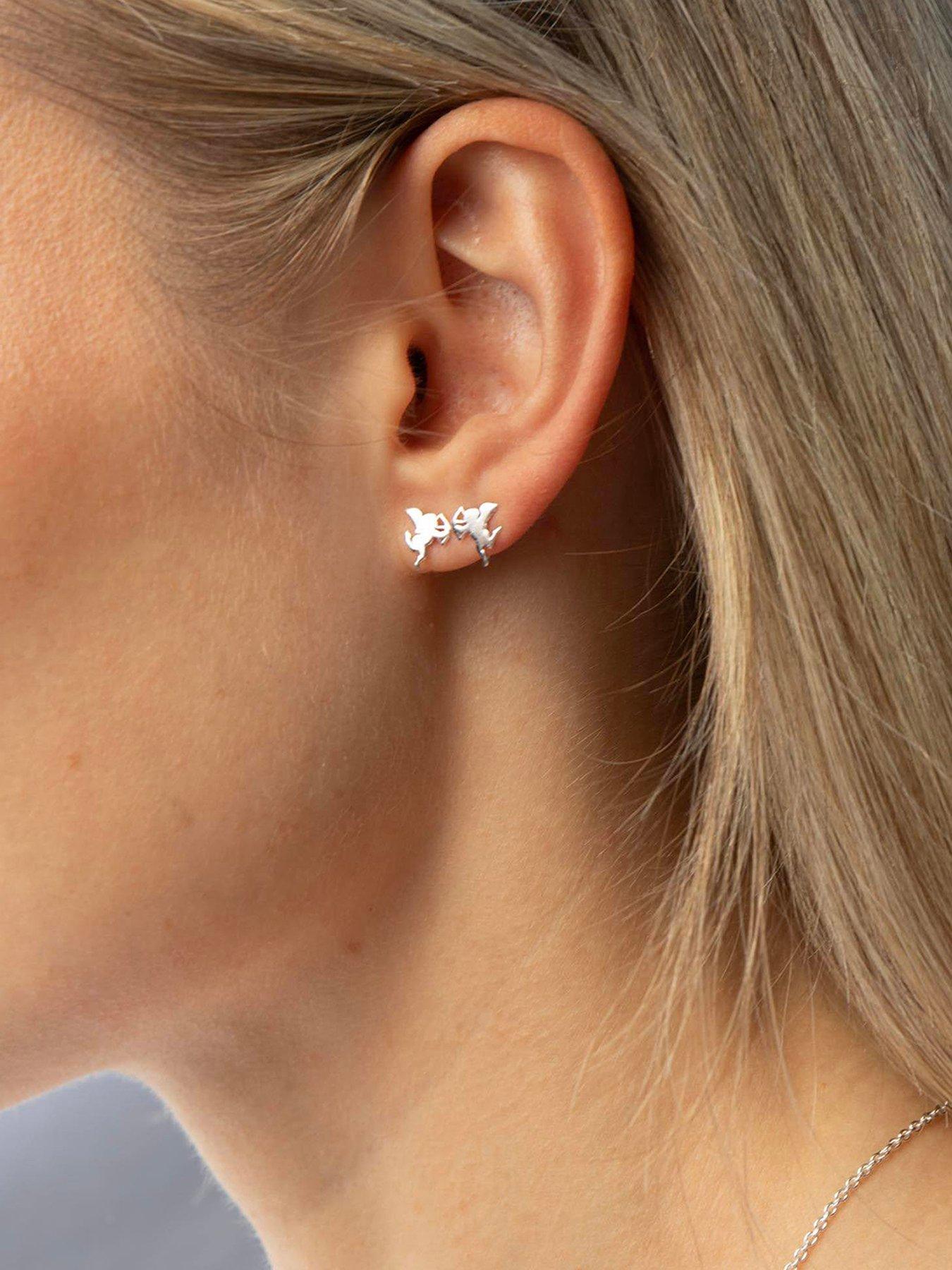 Image 1 of 4 of Seol + Gold Sterling Silver Mini Cupid Studs