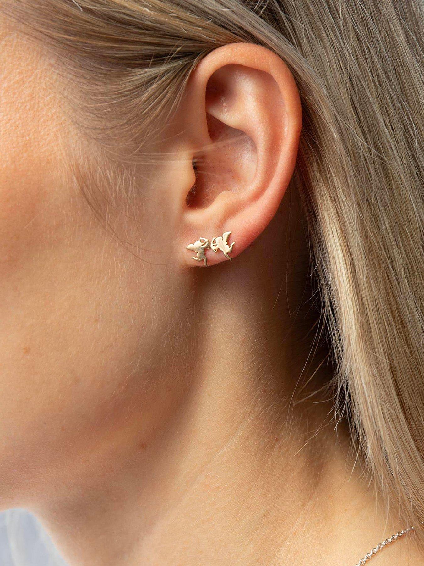 Image 1 of 4 of Seol + Gold 18ct Gold Plated Mini Cupid Studs