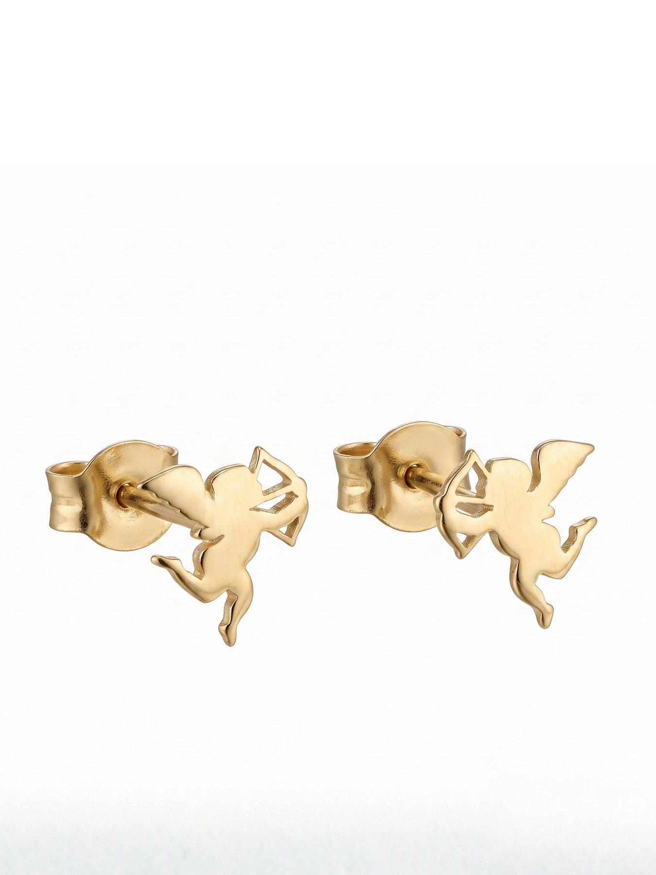 Image 2 of 4 of Seol + Gold 18ct Gold Plated Mini Cupid Studs