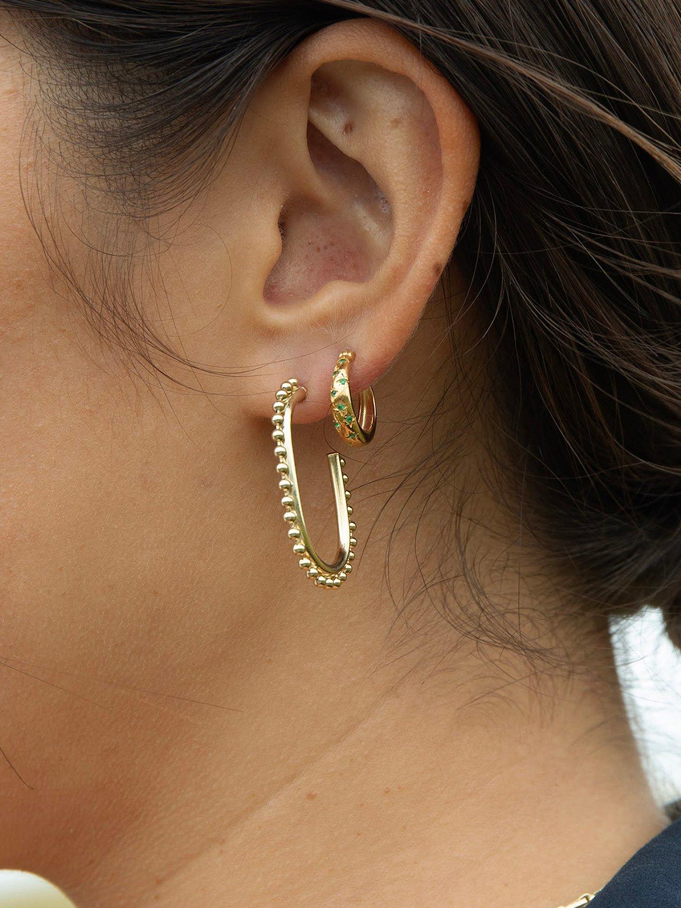 Seol + Gold 18ct Gold Plated Large Bobble Half Hoop Earrings