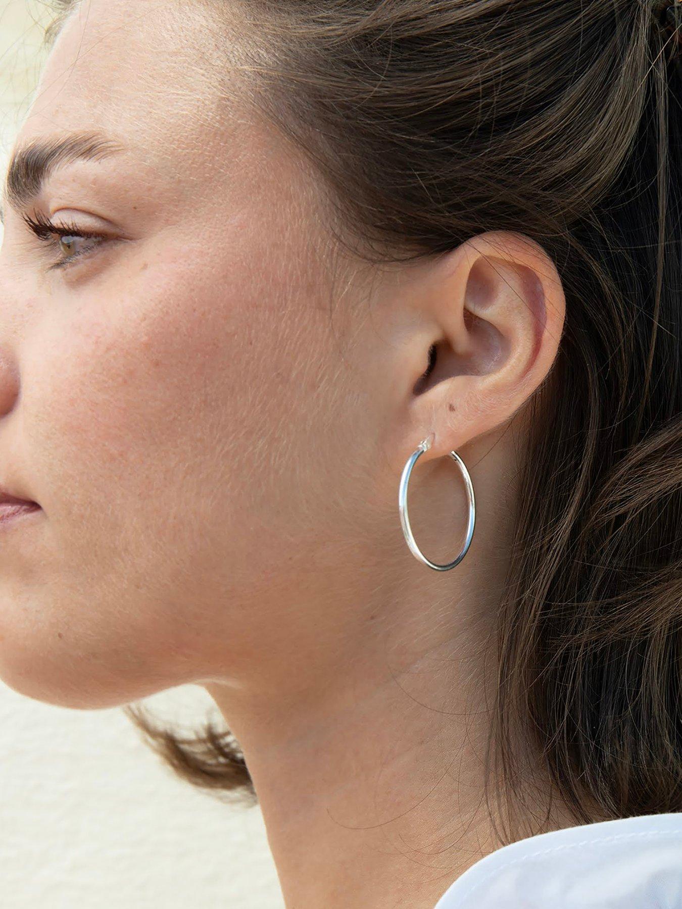 Image 1 of 4 of Seol + Gold Sterling Silver Medium 30mm Creole Hoop Earrings