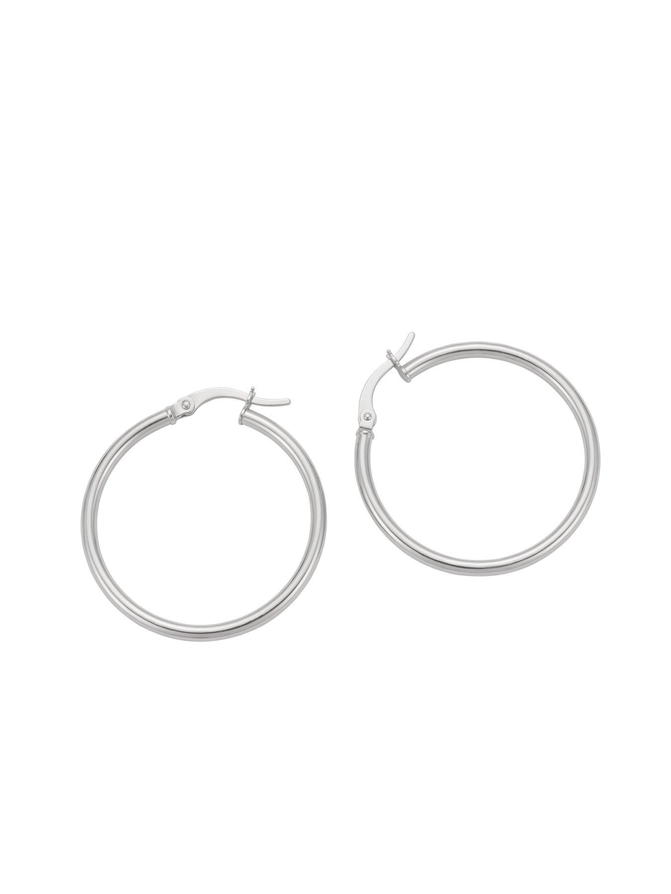 Image 2 of 4 of Seol + Gold Sterling Silver Medium 30mm Creole Hoop Earrings