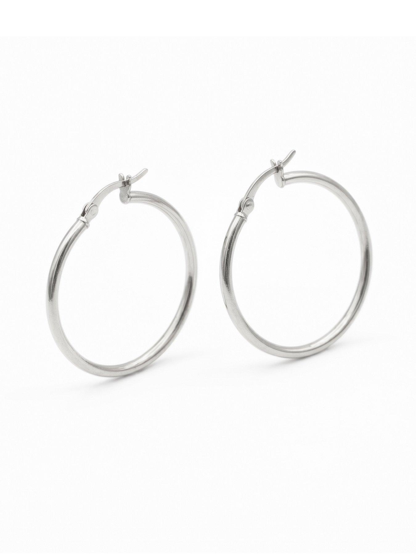 Image 3 of 4 of Seol + Gold Sterling Silver Medium 30mm Creole Hoop Earrings