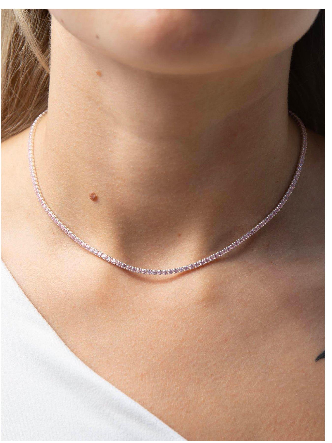 Seol + Gold Sterling Silver Pink CZ Tennis Choker