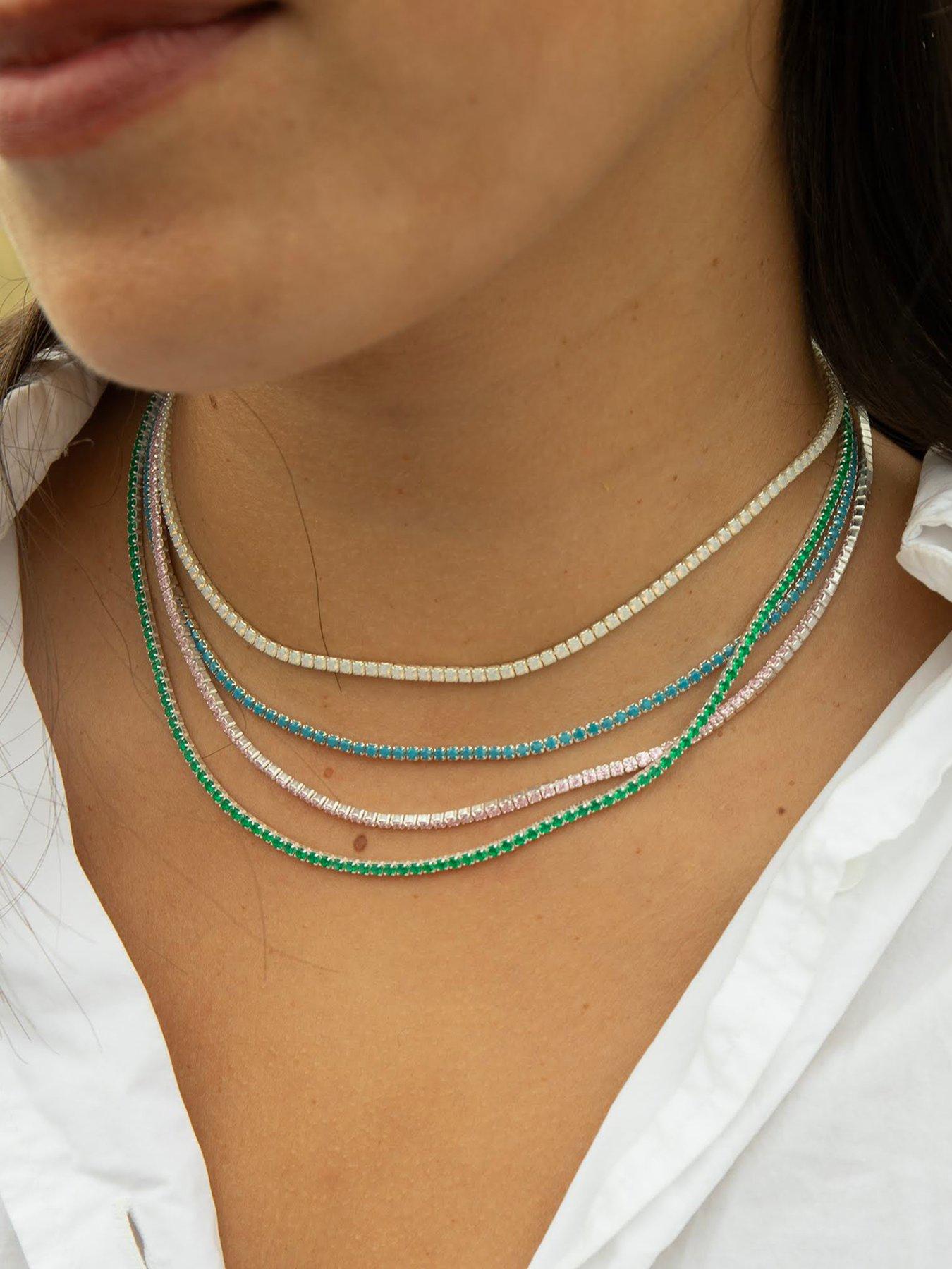 Image 4 of 5 of Seol + Gold Sterling Silver Pink CZ Tennis Choker