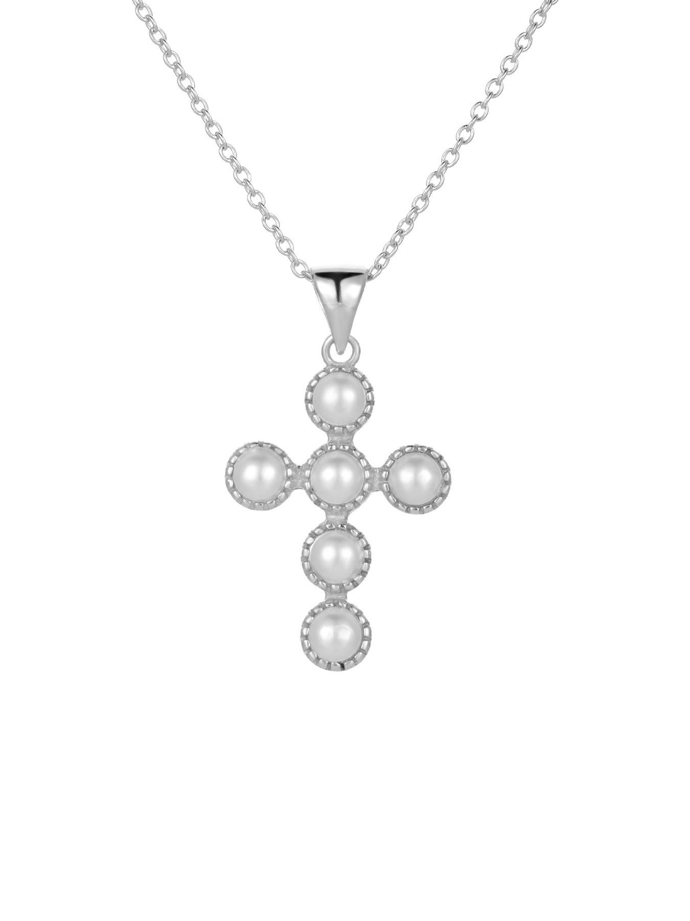 Image 2 of 4 of Seol + Gold Sterling Silver Pearl Bezel Cross Pendant