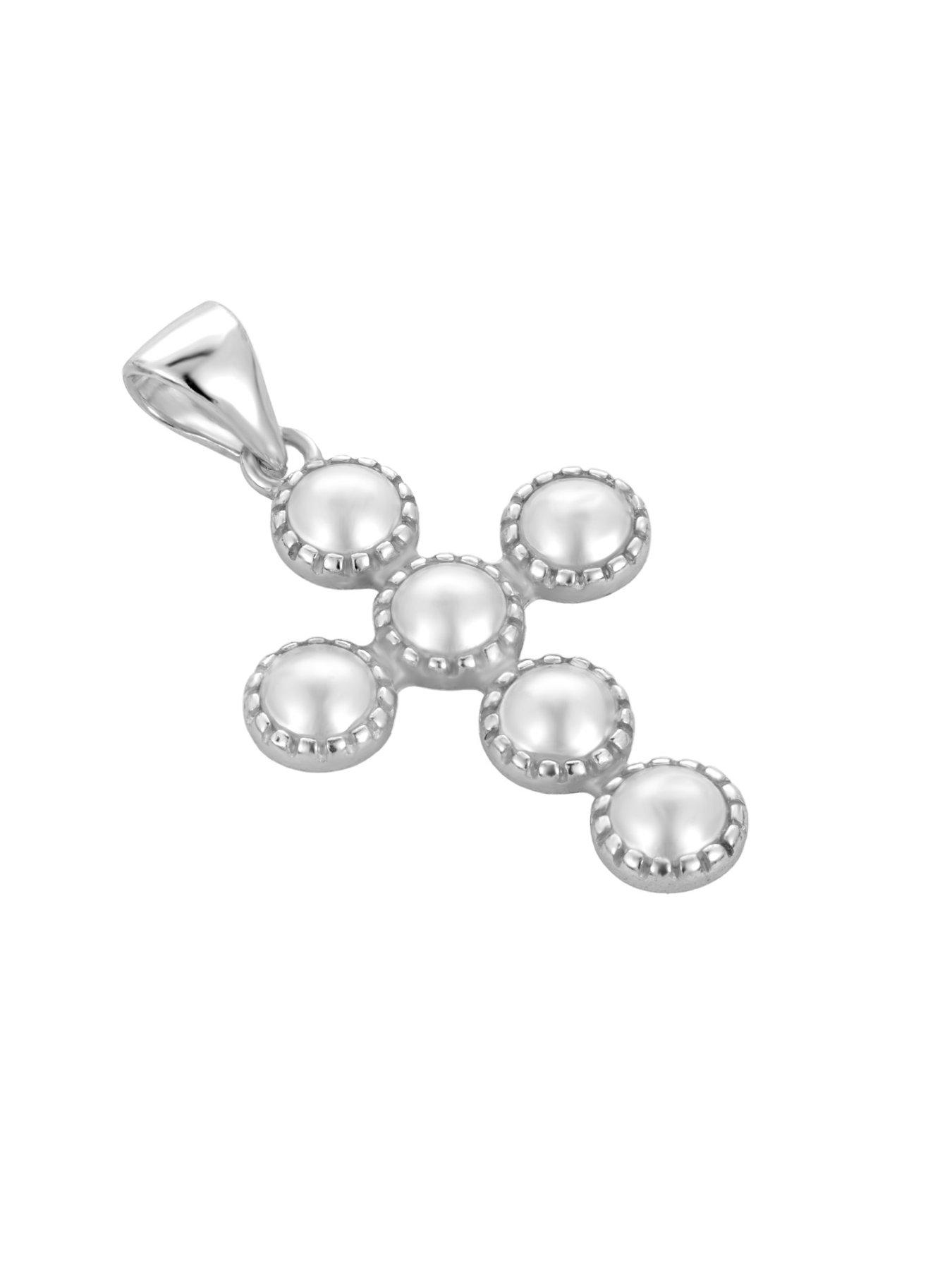Image 3 of 4 of Seol + Gold Sterling Silver Pearl Bezel Cross Pendant
