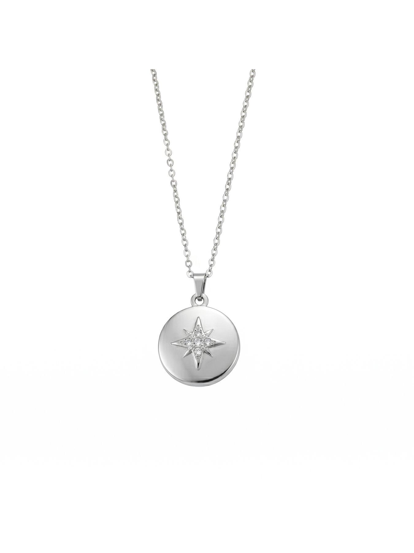 Image 2 of 5 of Seol + Gold Silver Stainless Steel CZ North Star Locket Pendant
