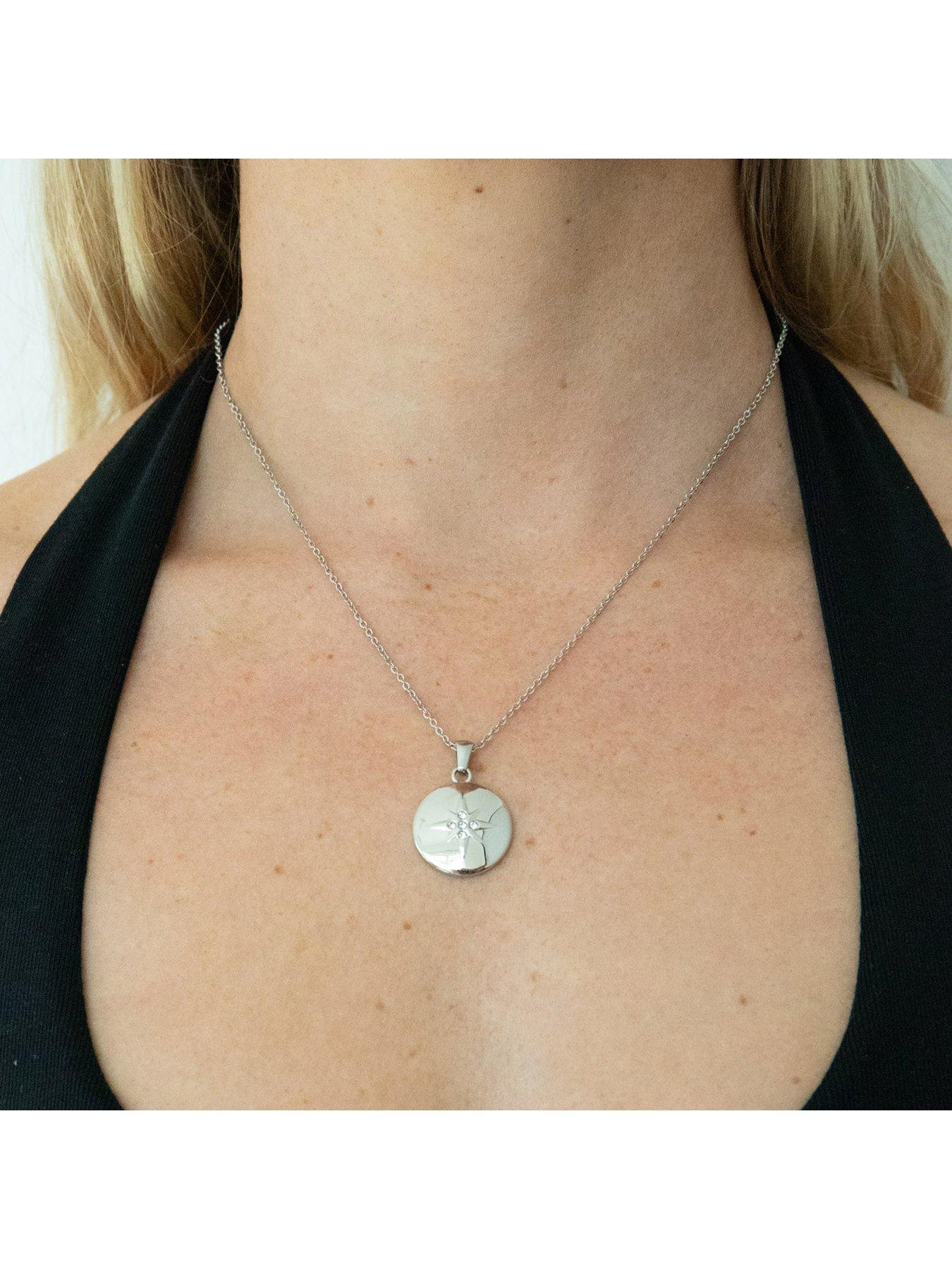Image 4 of 5 of Seol + Gold Silver Stainless Steel CZ North Star Locket Pendant