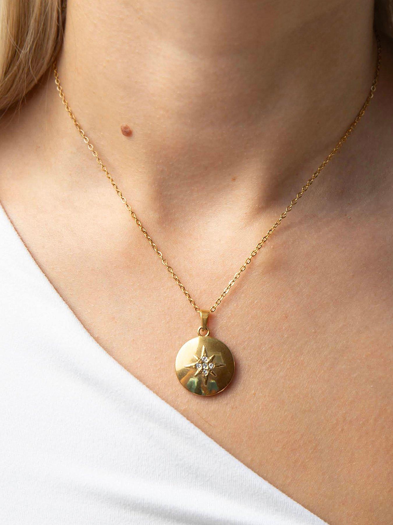 Image 1 of 4 of Seol + Gold Gold Stainless Steel CZ North Star Locket Pendant