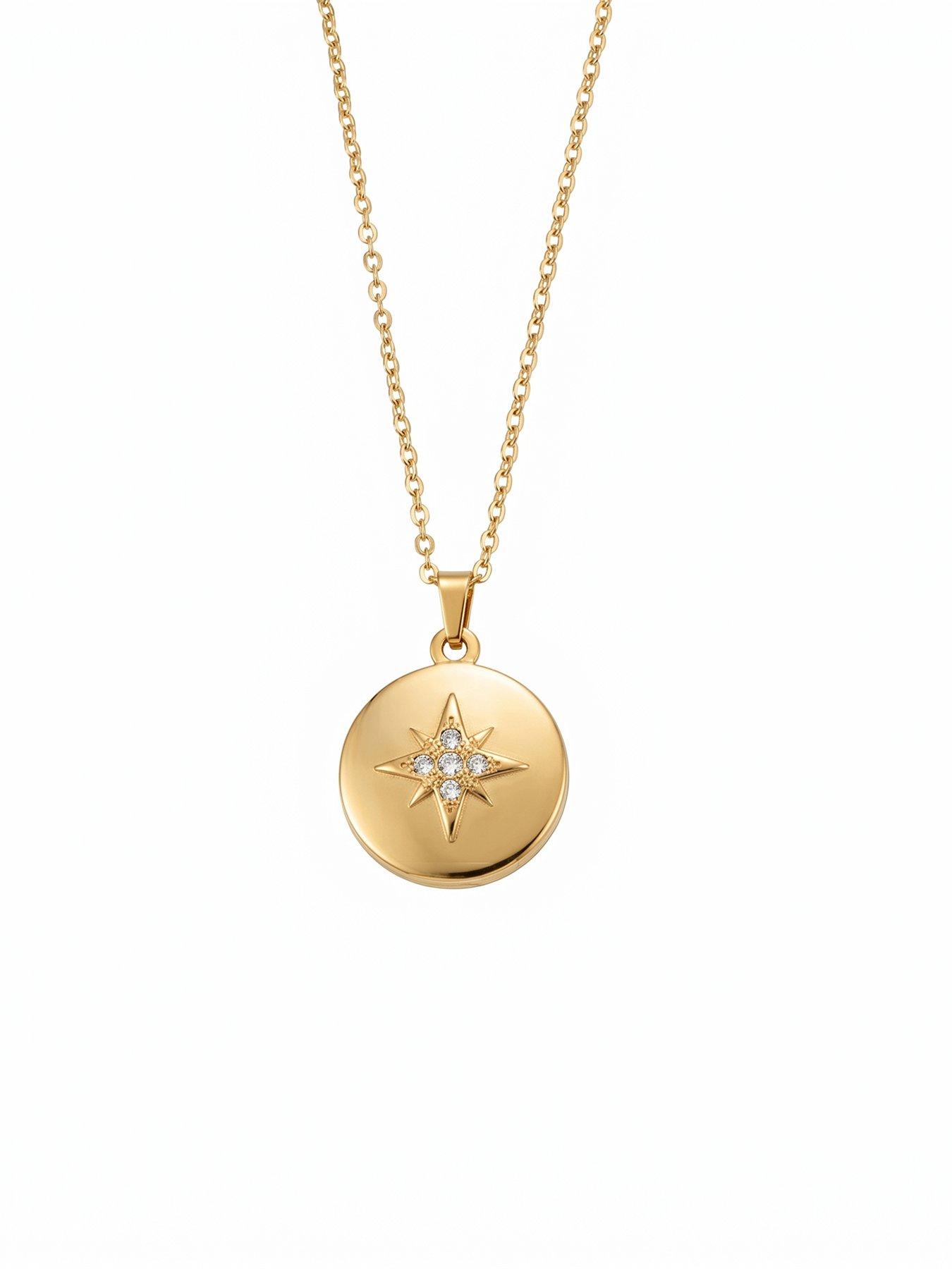 Image 2 of 4 of Seol + Gold Gold Stainless Steel CZ North Star Locket Pendant
