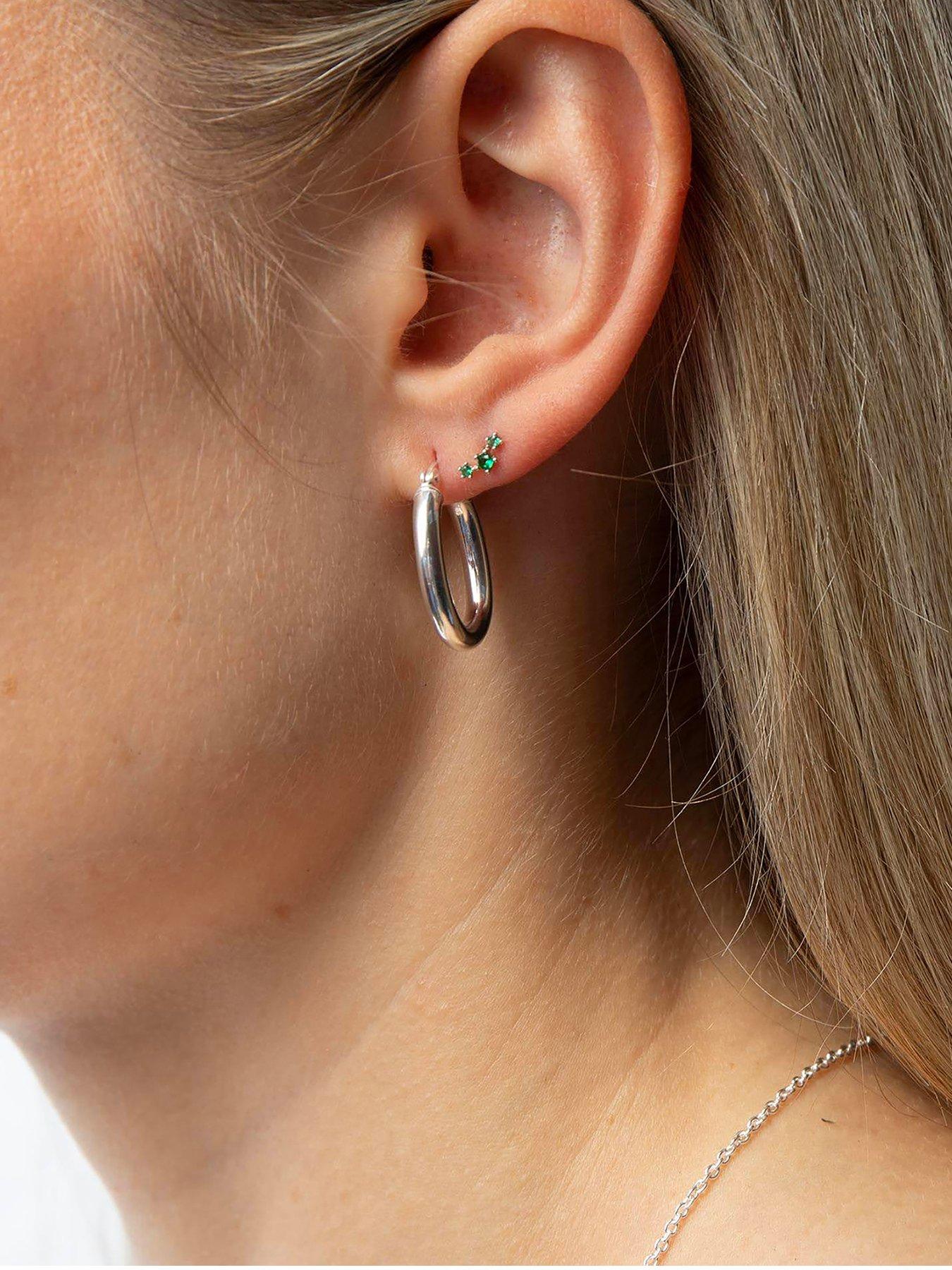 Image 1 of 4 of Seol + Gold Sterling Silver Emerlad Constellation CZ Stud