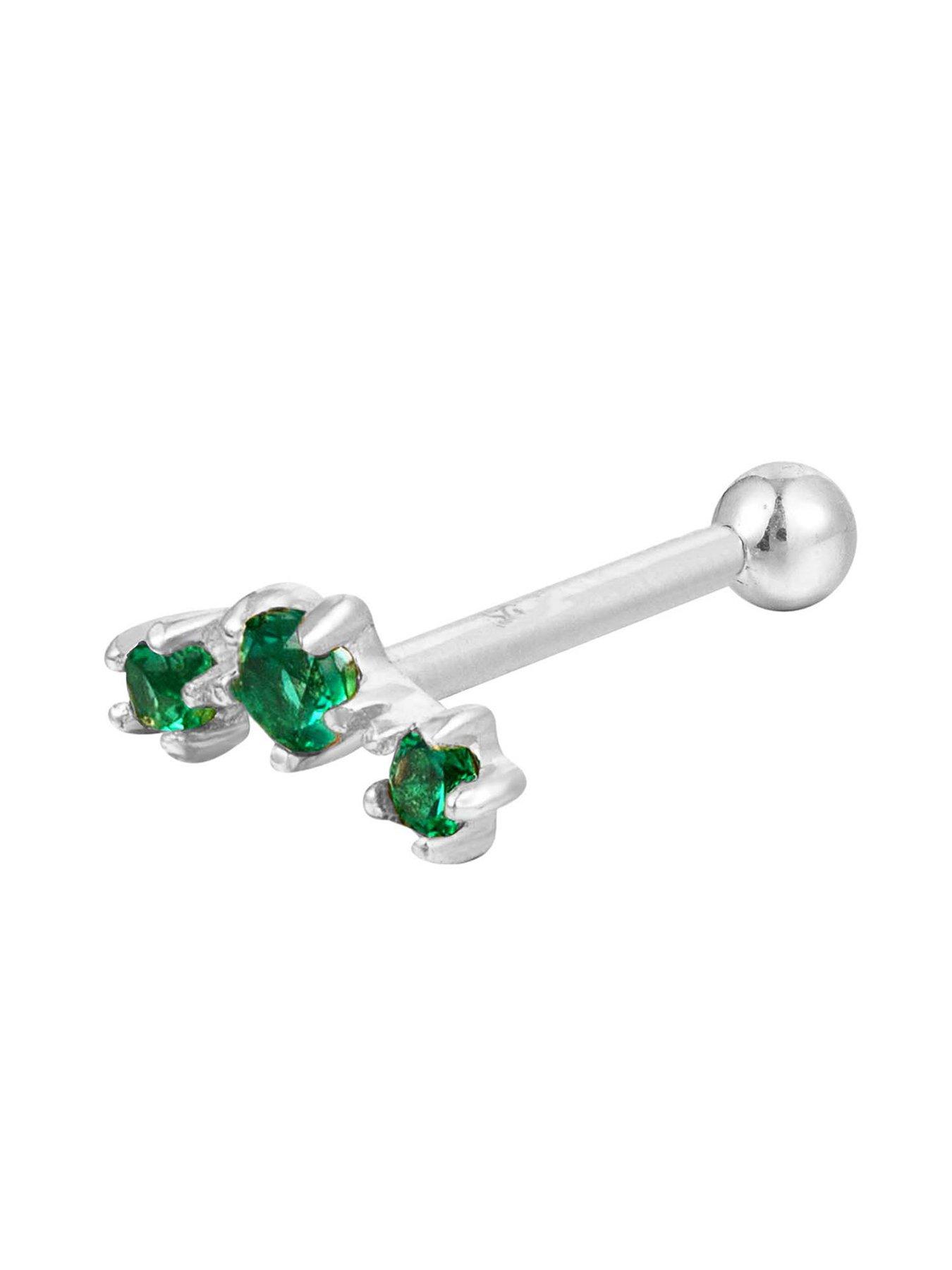 Image 2 of 4 of Seol + Gold Sterling Silver Emerlad Constellation CZ Stud