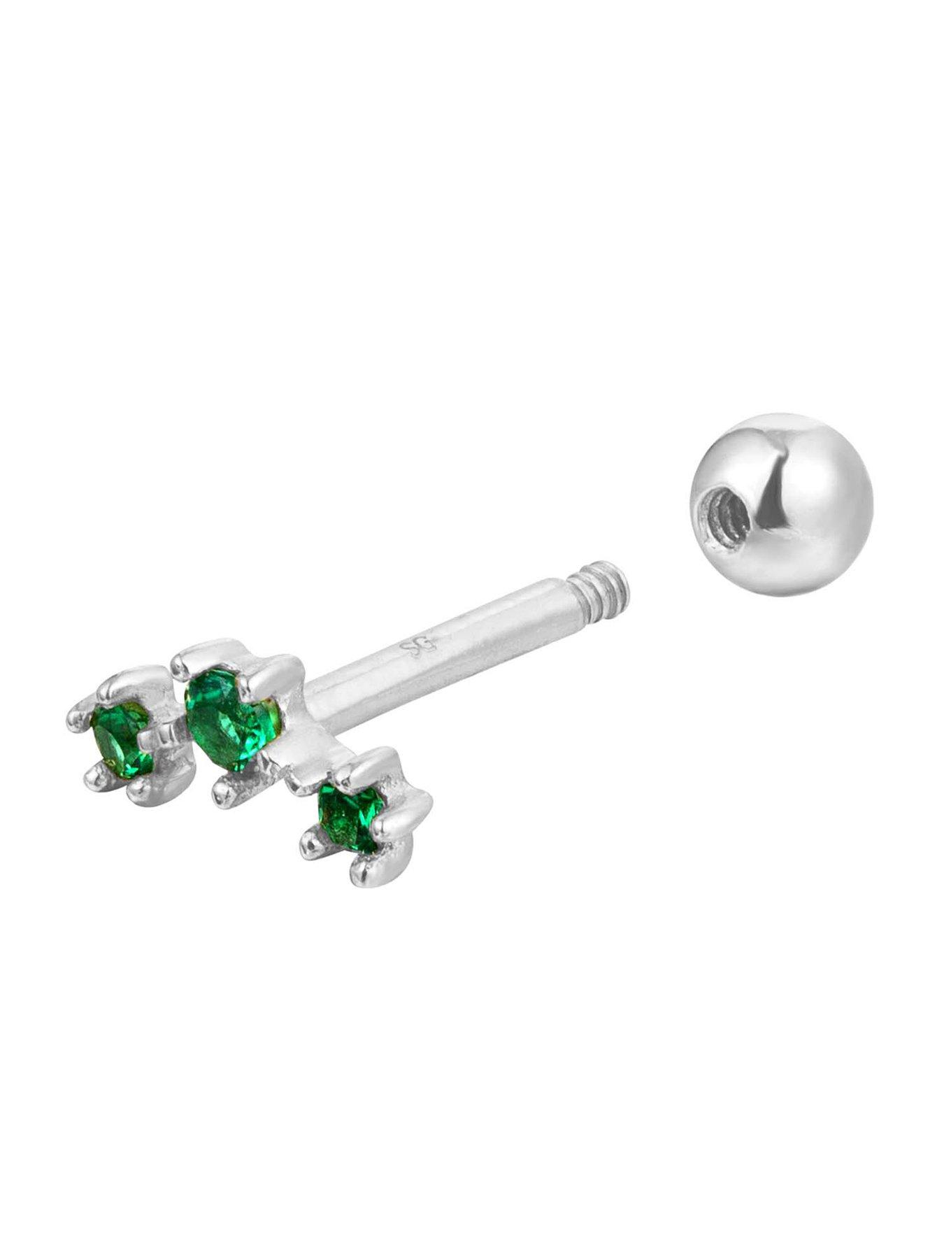 Image 3 of 4 of Seol + Gold Sterling Silver Emerlad Constellation CZ Stud