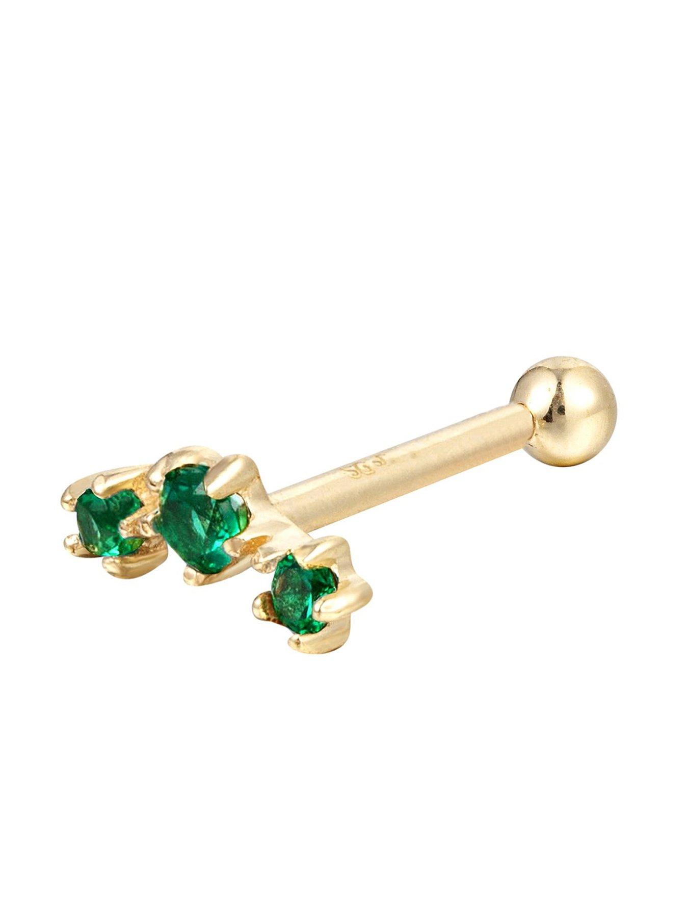 Image 2 of 5 of Seol + Gold 18ct Gold Plated Emerlad Constellation CZ Stud
