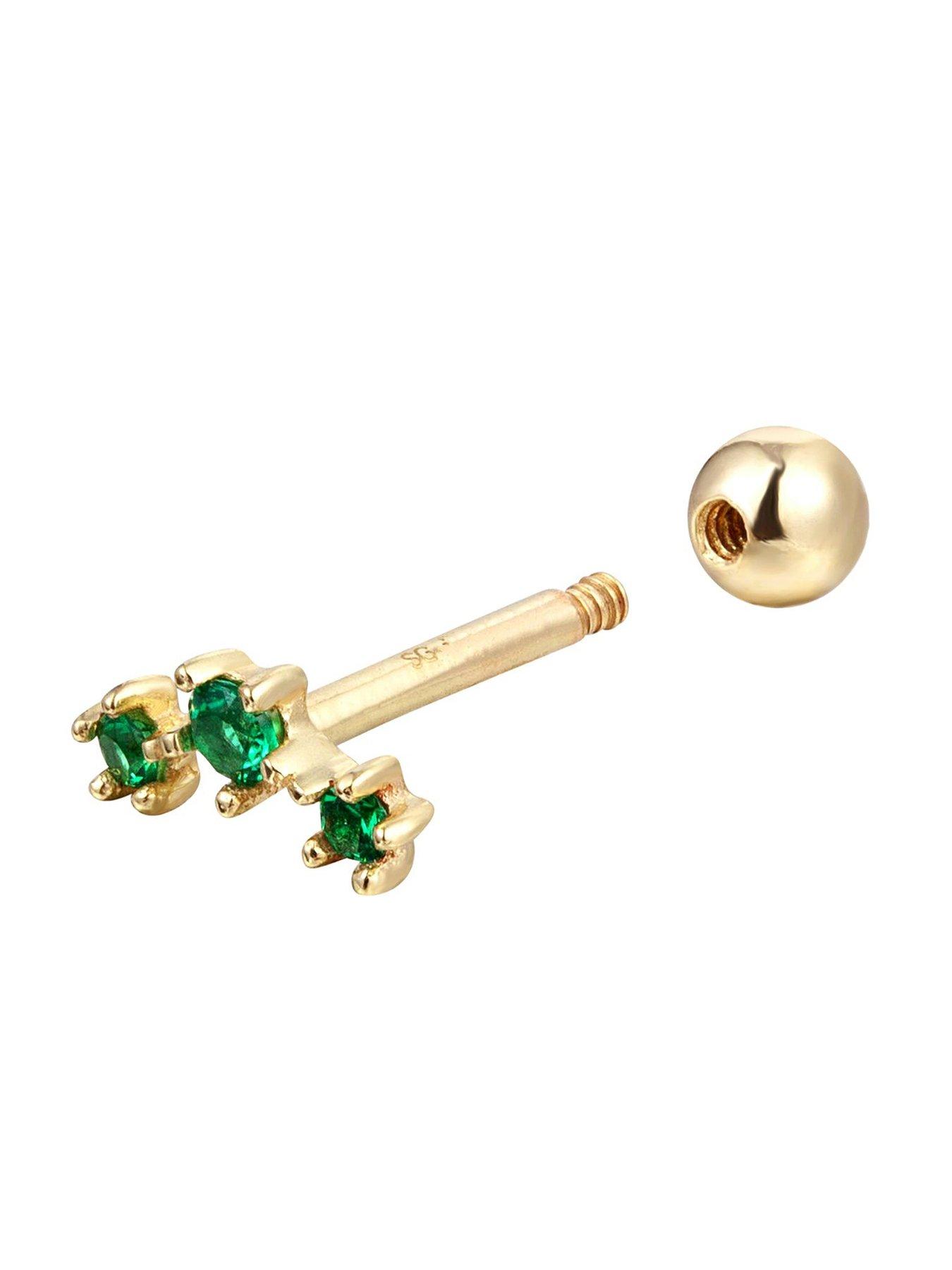 Image 3 of 5 of Seol + Gold 18ct Gold Plated Emerlad Constellation CZ Stud