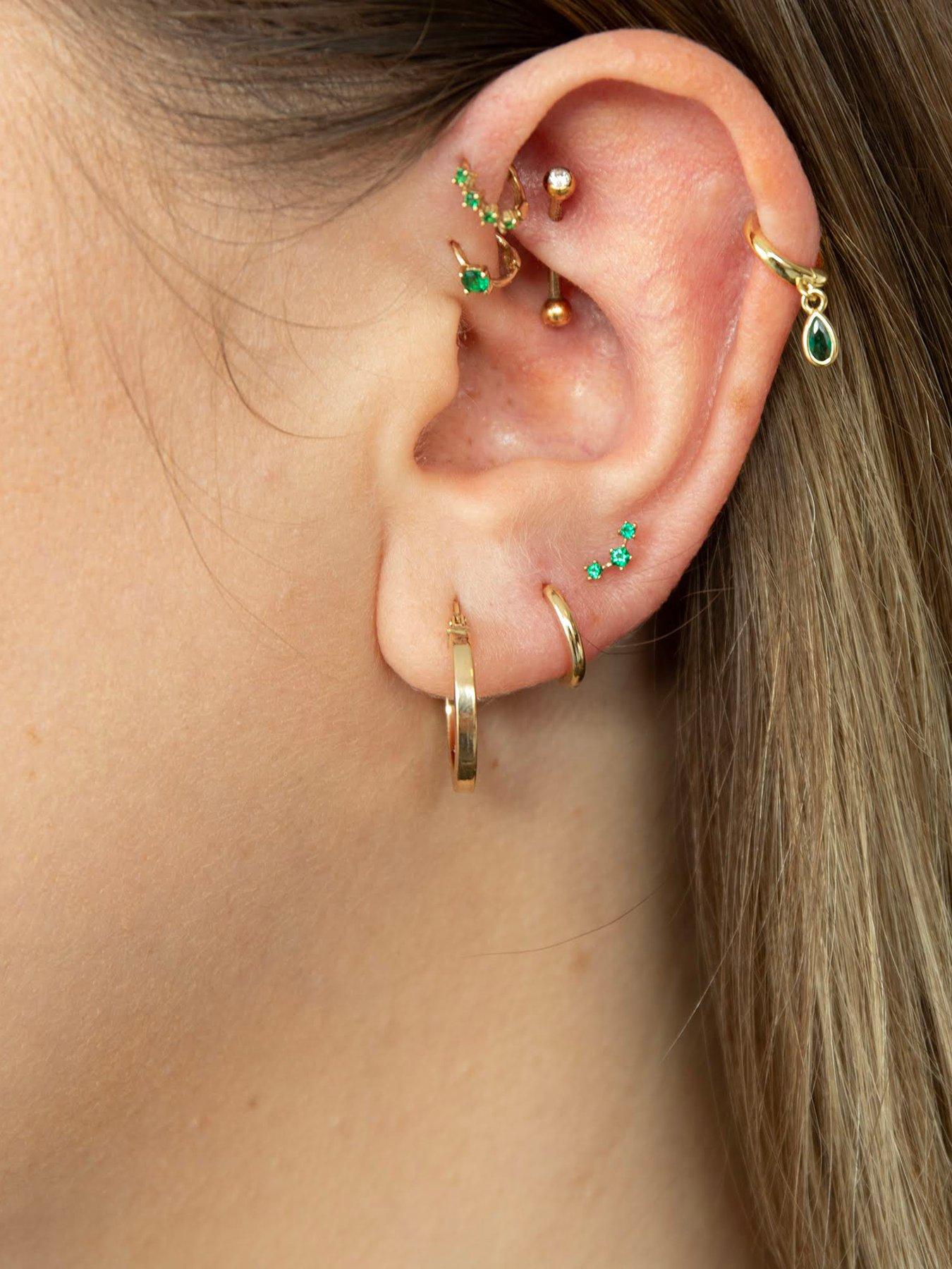 Image 4 of 5 of Seol + Gold 18ct Gold Plated Emerlad Constellation CZ Stud