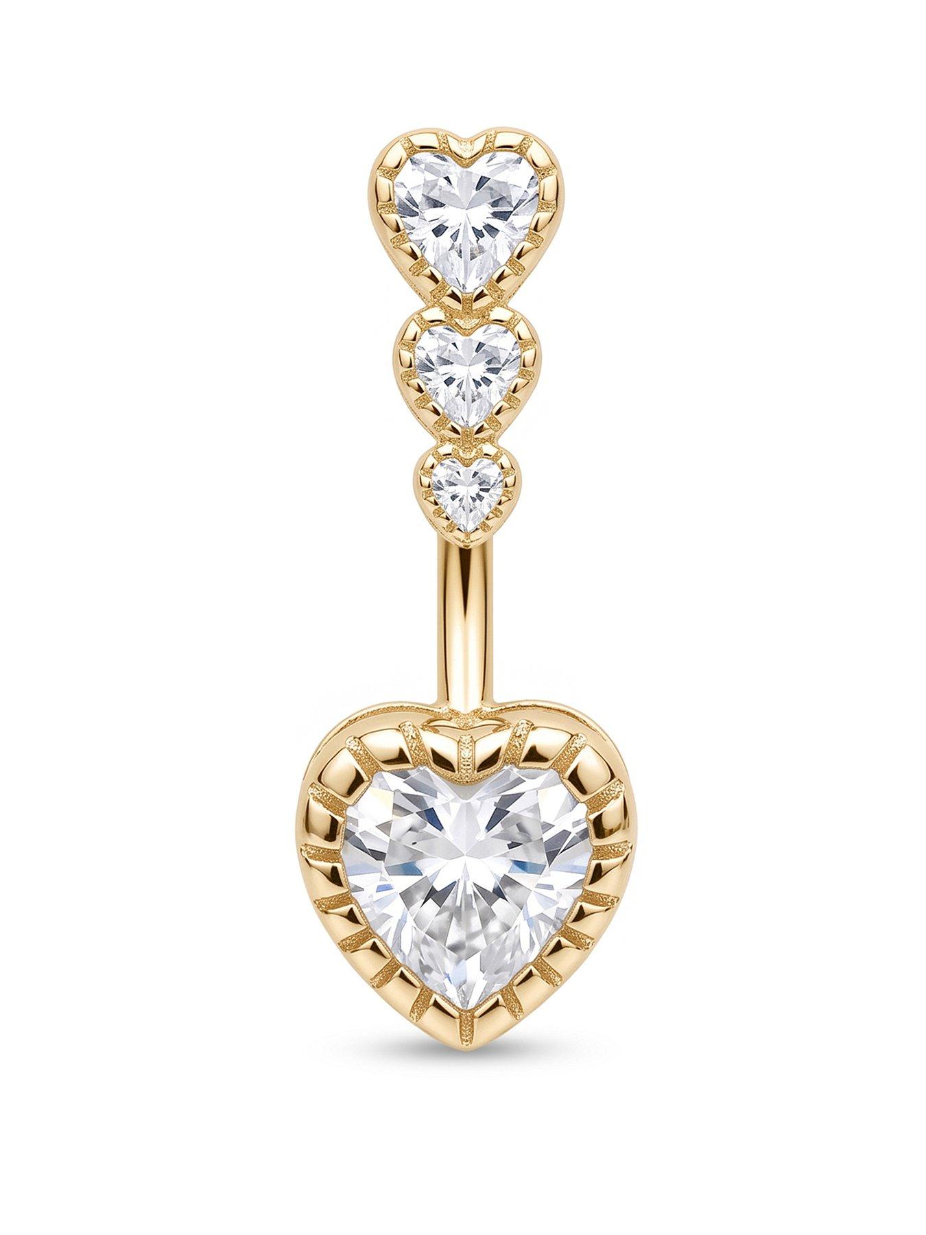 Seol + Gold 18ct Gold Plated Heart CZ Belly Bar