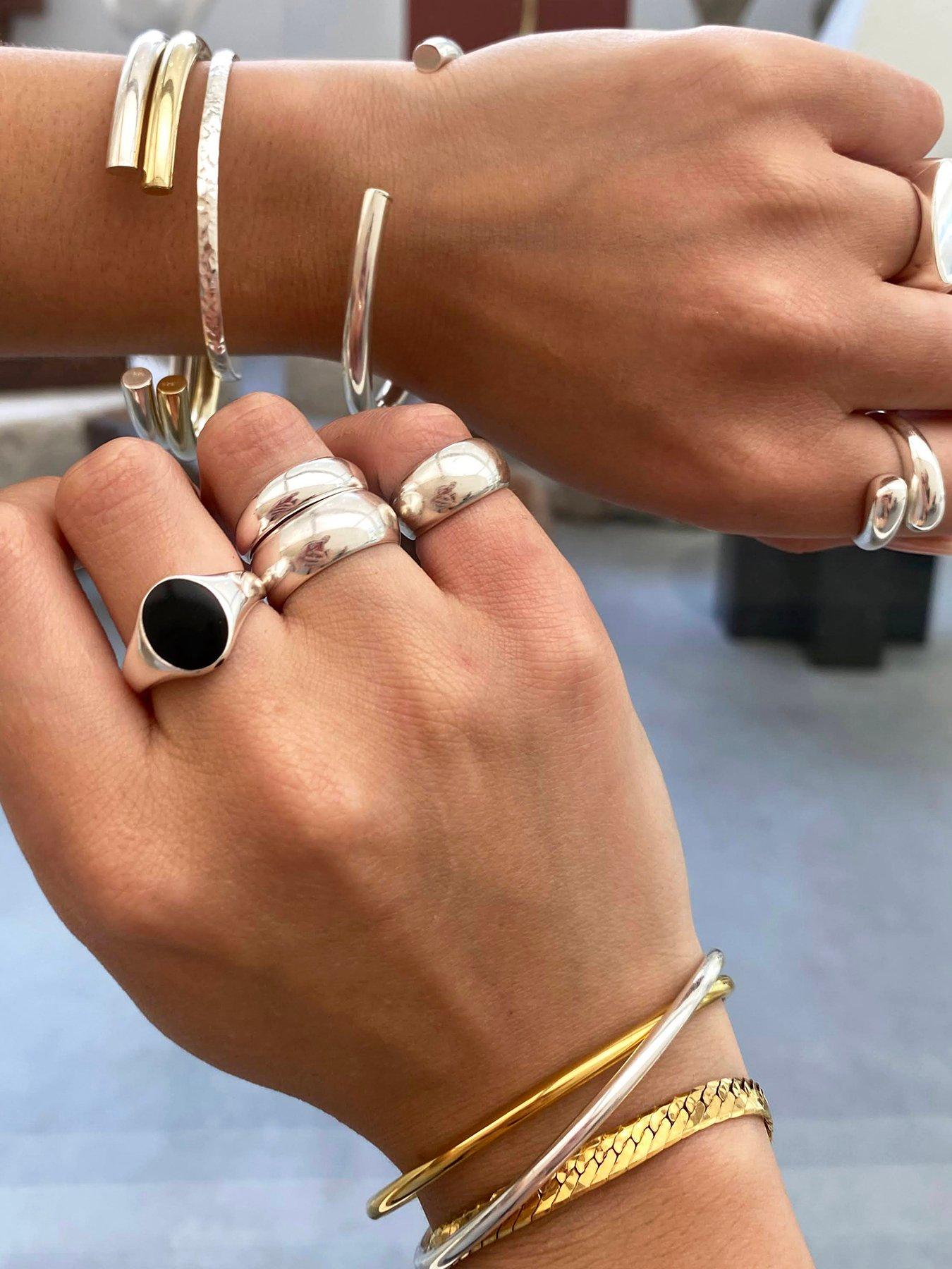 Image 3 of 4 of Seol + Gold 18ct Gold Plated Solid Rounded Bangle