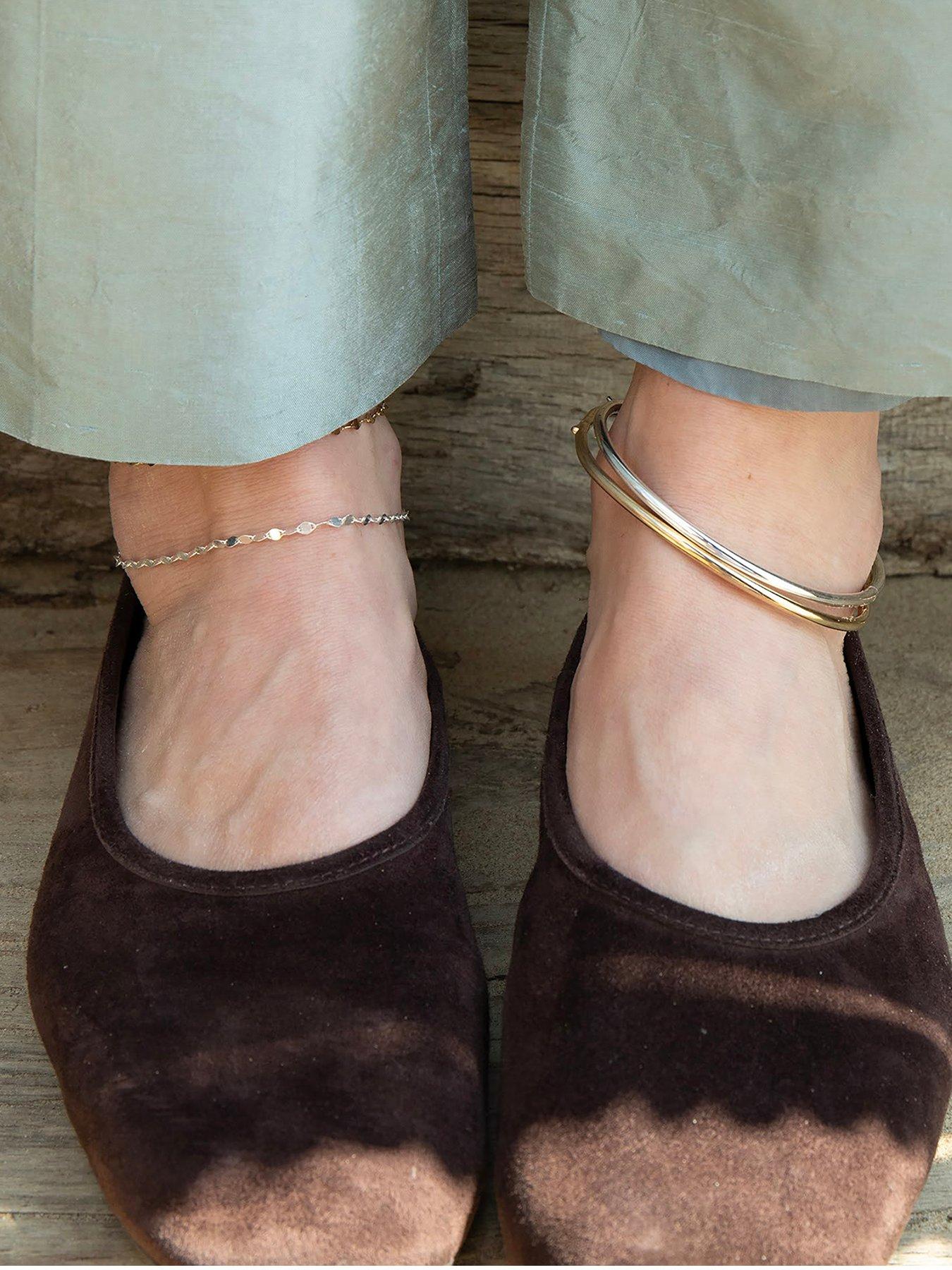 Image 1 of 4 of Seol + Gold Sterling Silver Sequin Chain Ankle Bracelet