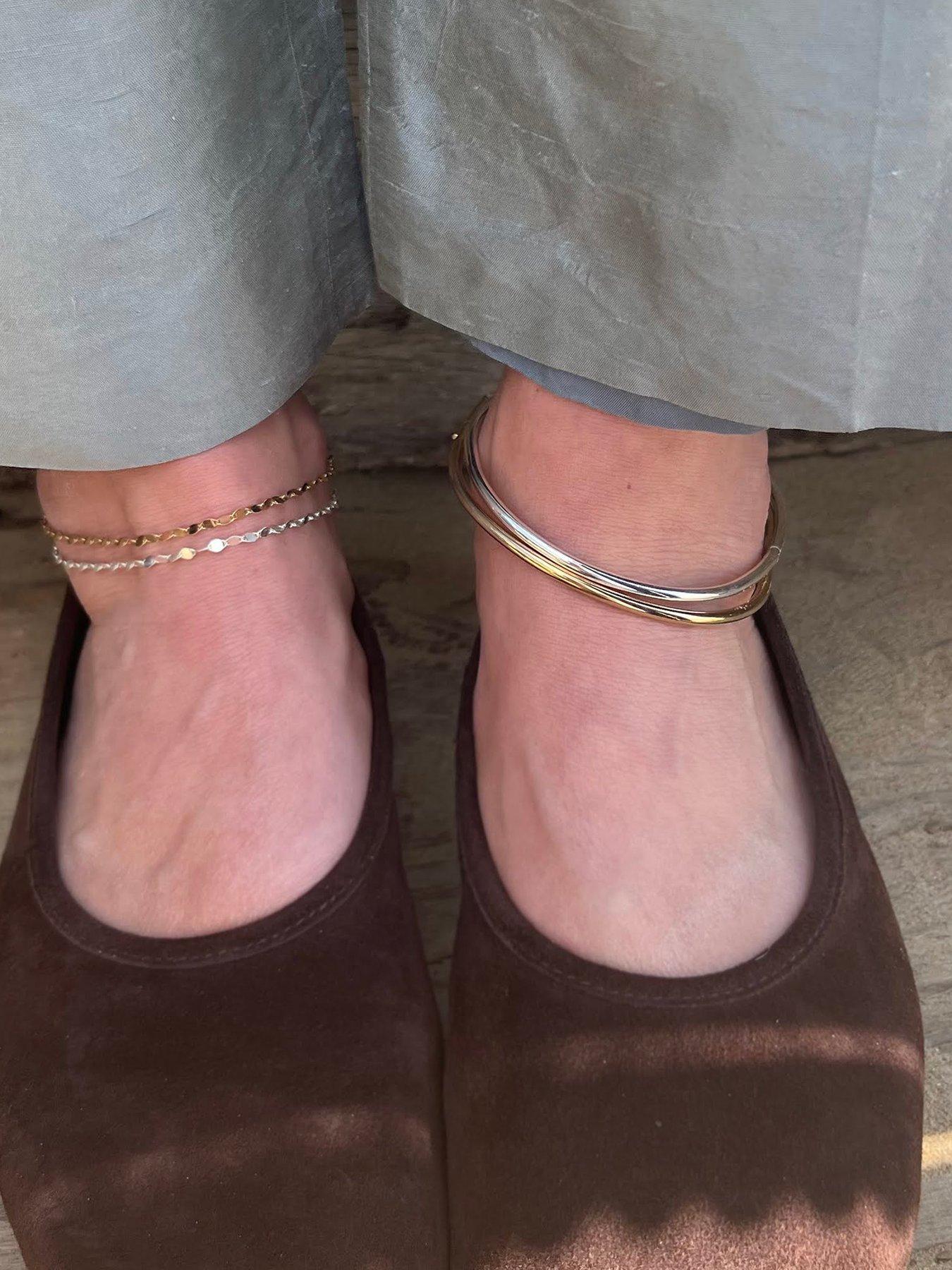 Image 3 of 4 of Seol + Gold Sterling Silver Sequin Chain Ankle Bracelet