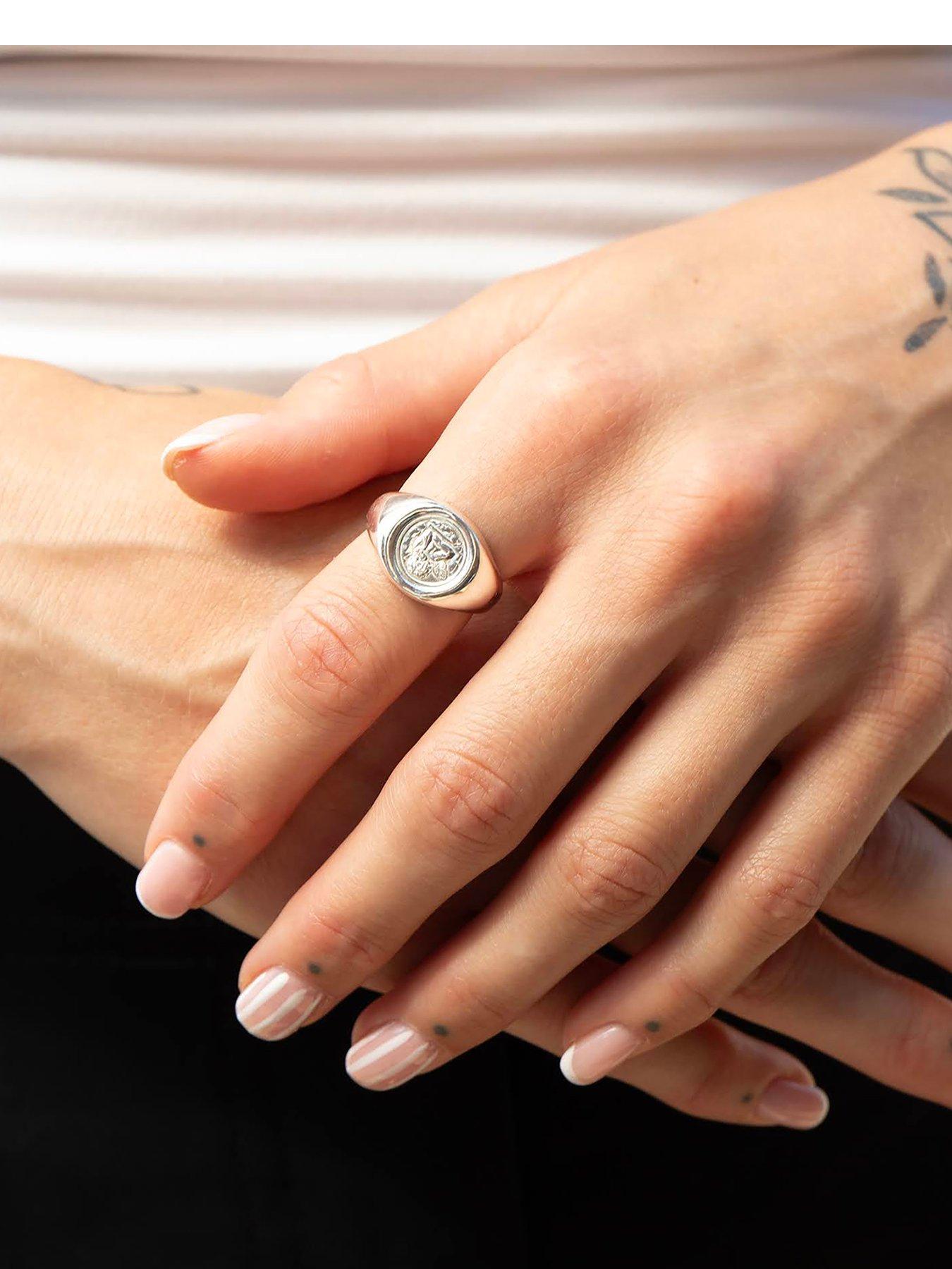 Image 1 of 5 of Seol + Gold Sterling Silver Angel Cherub Signet Ring