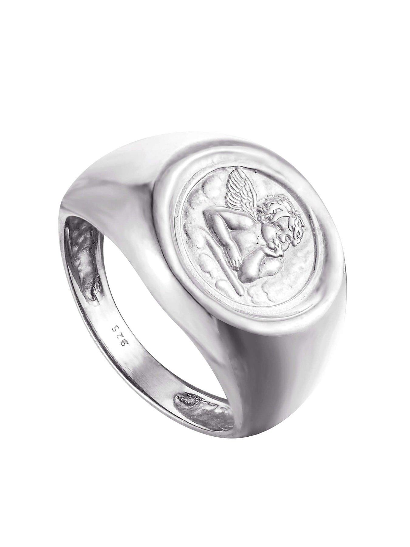 Image 2 of 5 of Seol + Gold Sterling Silver Angel Cherub Signet Ring