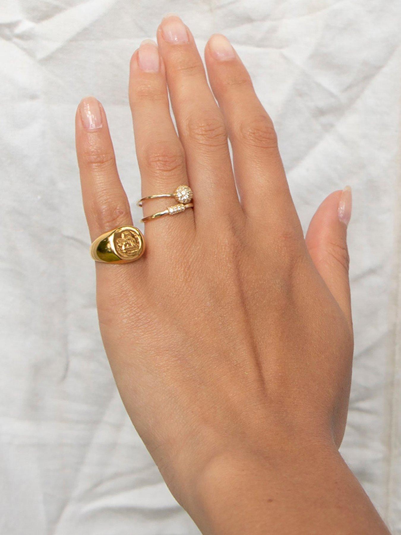 Seol + Gold 18ct Gold Plated Angel Cherub Signet Ring