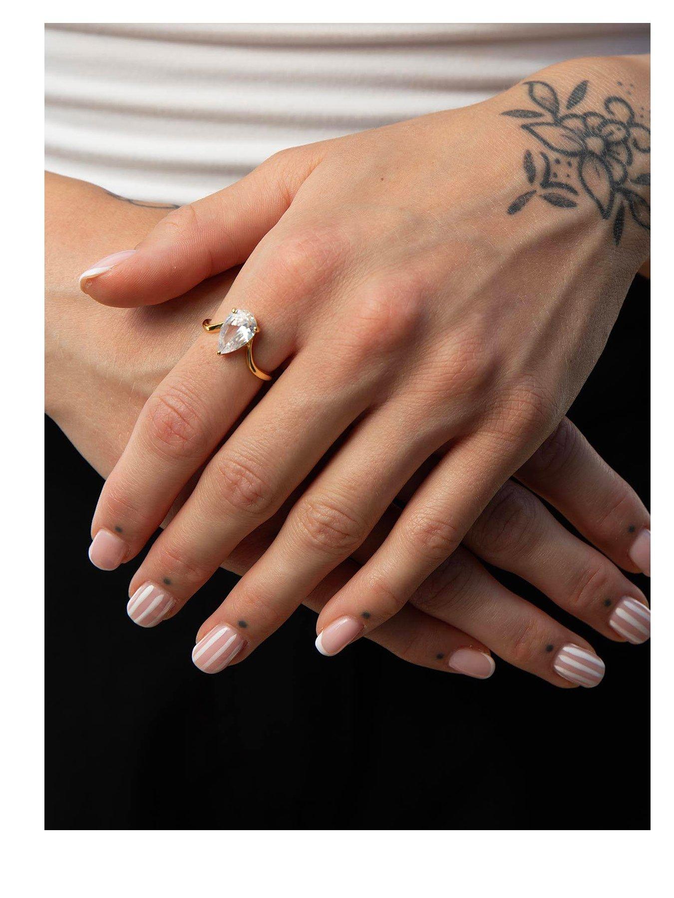 Seol + Gold 18ct Gold Plated CZ Teardrop Ring