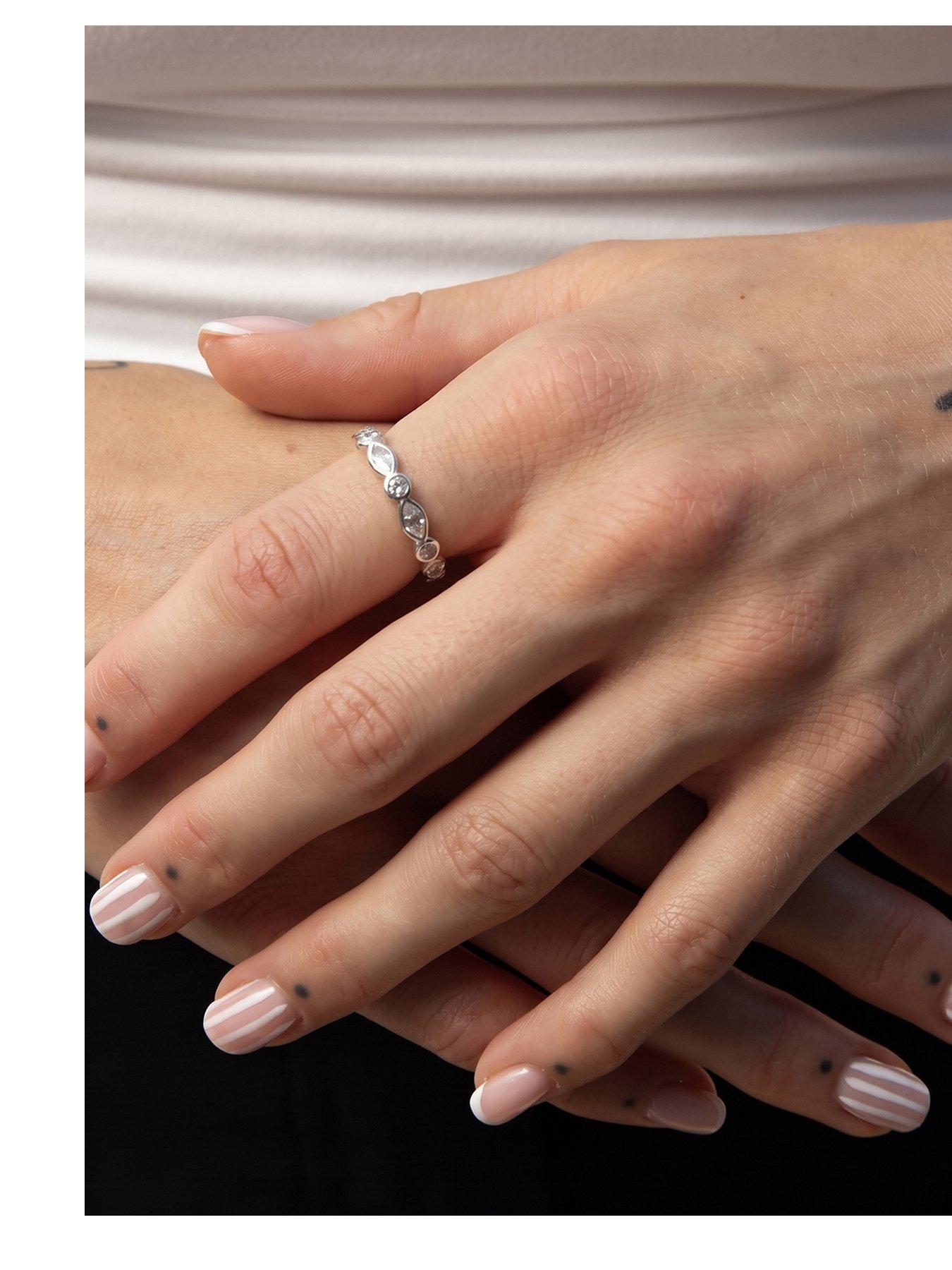 Image 1 of 5 of Seol + Gold Sterling Silver CZ Gem Eternity Band Ring