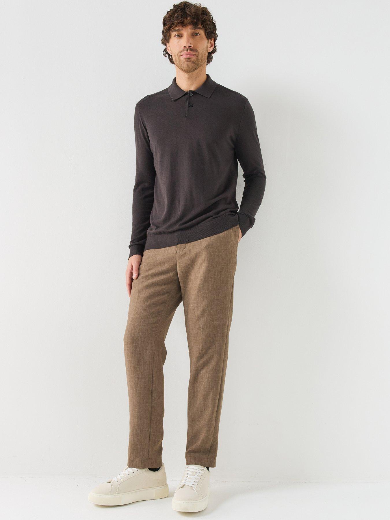 Image 3 of 6 of Armani Exchange Armani Exchange Knitted Long Sleeve Polo Shirt - Black