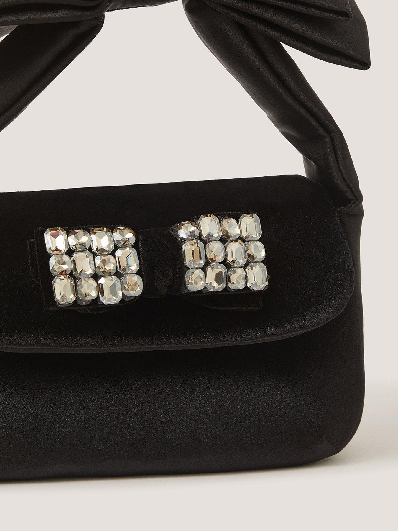 Image 3 of 4 of Monsoon Girls Gem Bow Velvet Bag - Black
