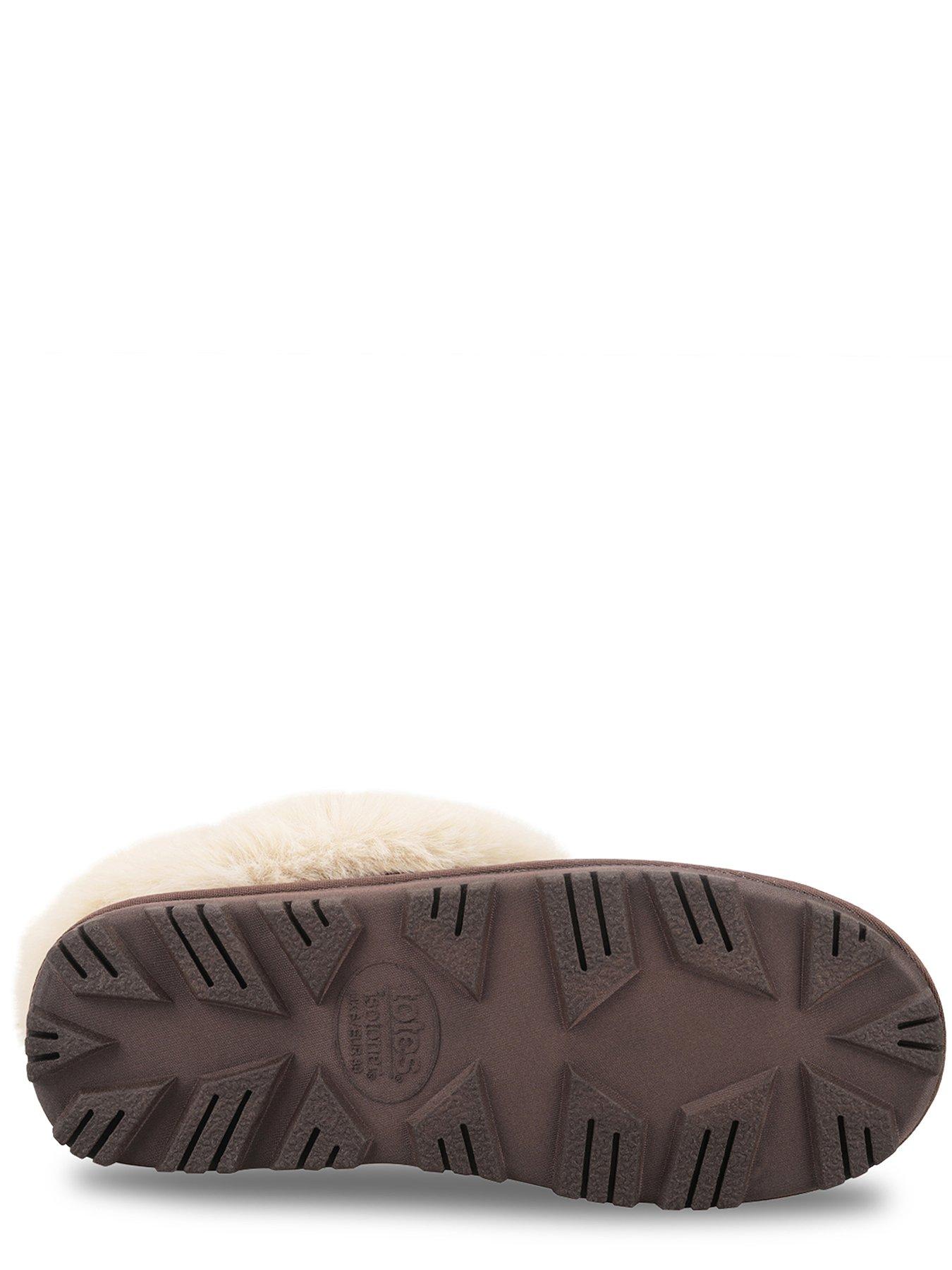 Image 4 of 5 of Totes Isotoner Totes Isotoner Womens Suede Boot Slipper With Faux Fur Cuff - Brown