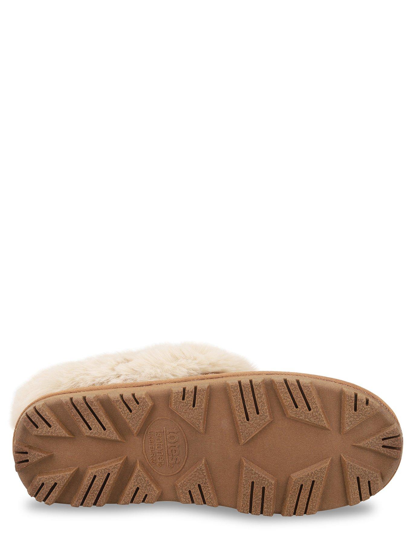 Image 4 of 5 of Totes Isotoner Totes Isotoner Womens Suede Boot Slipper With Faux Fur Cuff - Tan