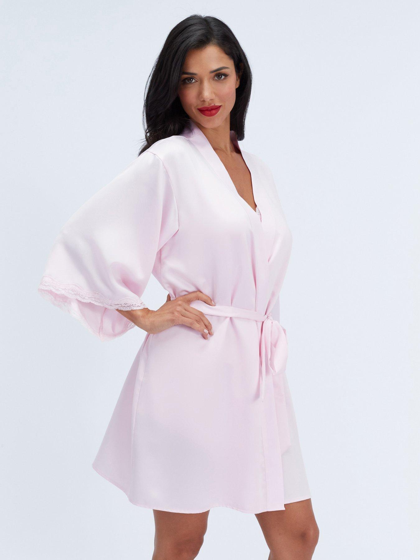 Image 6 of 6 of Boux Avenue Womens Daisy Satin Robe - Light Pink