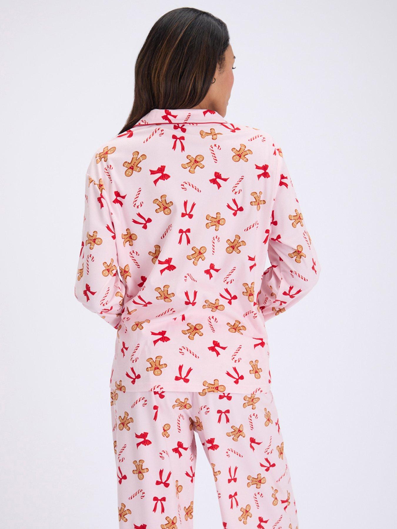 Image 2 of 7 of Boux Avenue Womens Gingerbread Print Button Through Pyjamas - Pink