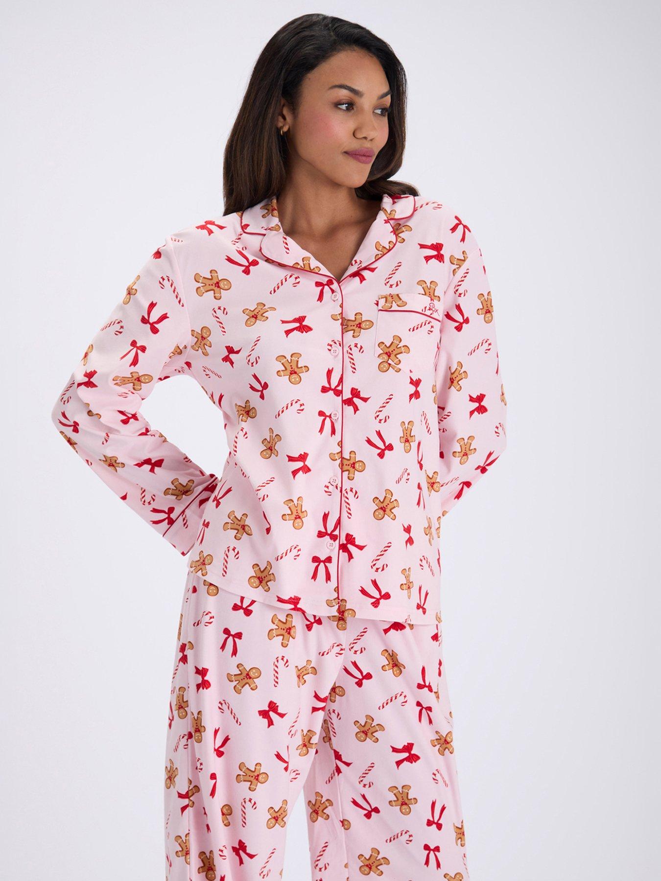 Image 5 of 7 of Boux Avenue Womens Gingerbread Print Button Through Pyjamas - Pink
