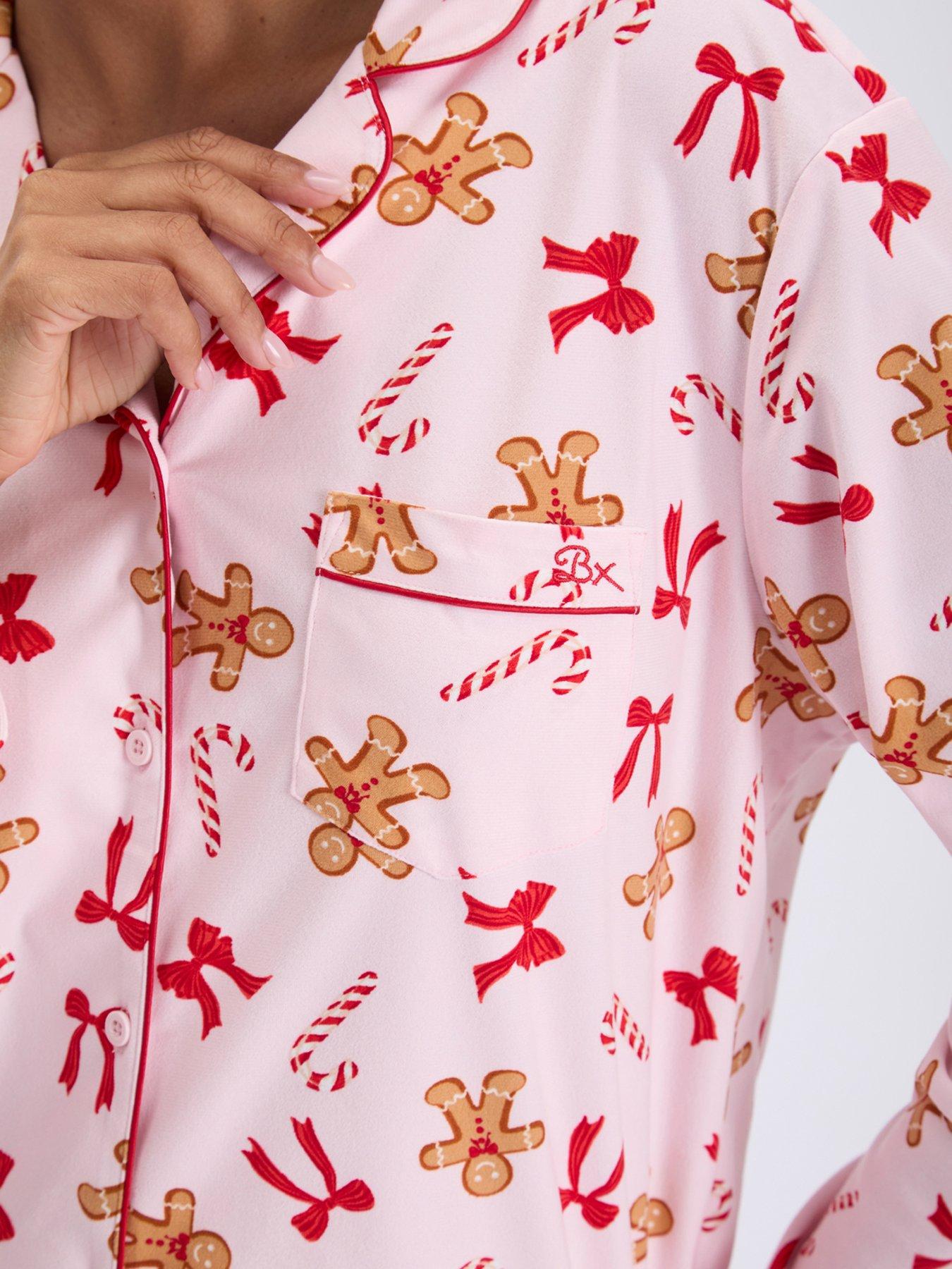 Image 6 of 7 of Boux Avenue Womens Gingerbread Print Button Through Pyjamas - Pink